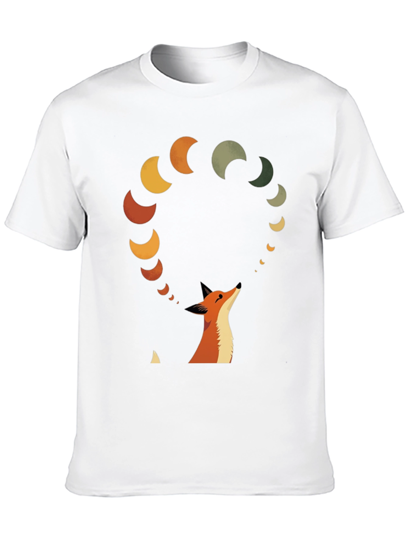 Black Fox & Moon Phases Graphic Tee view 10