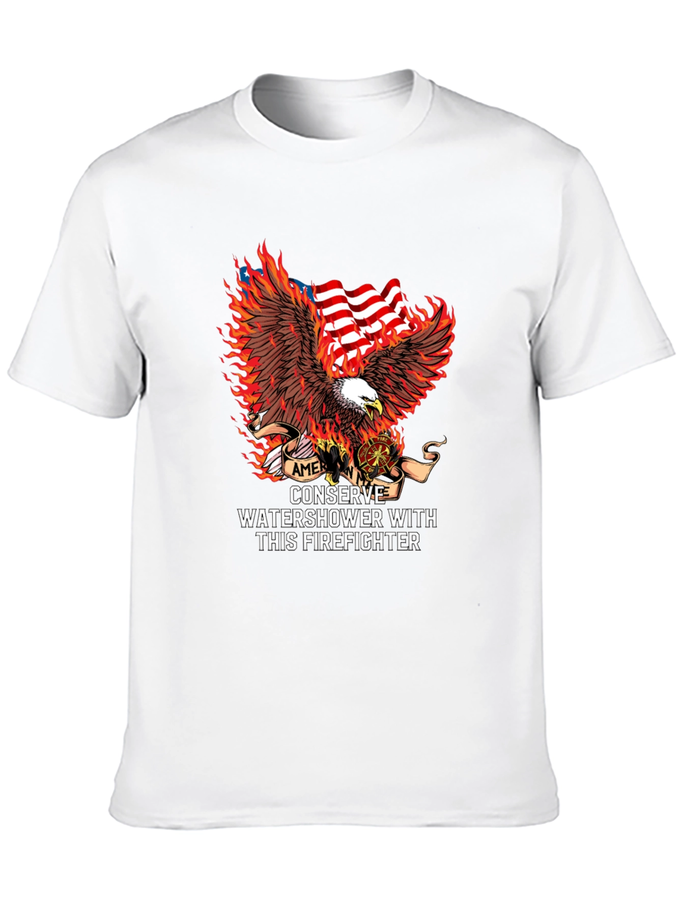 Black American Firefighter Eagle Graphic Tee view 10