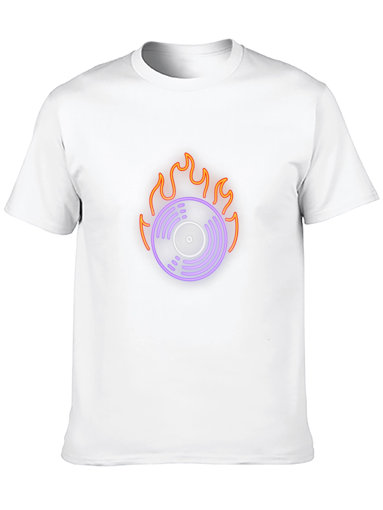 Black Fiery Vinyl Graphic Tee - Retro Music Lover Shirt view 10