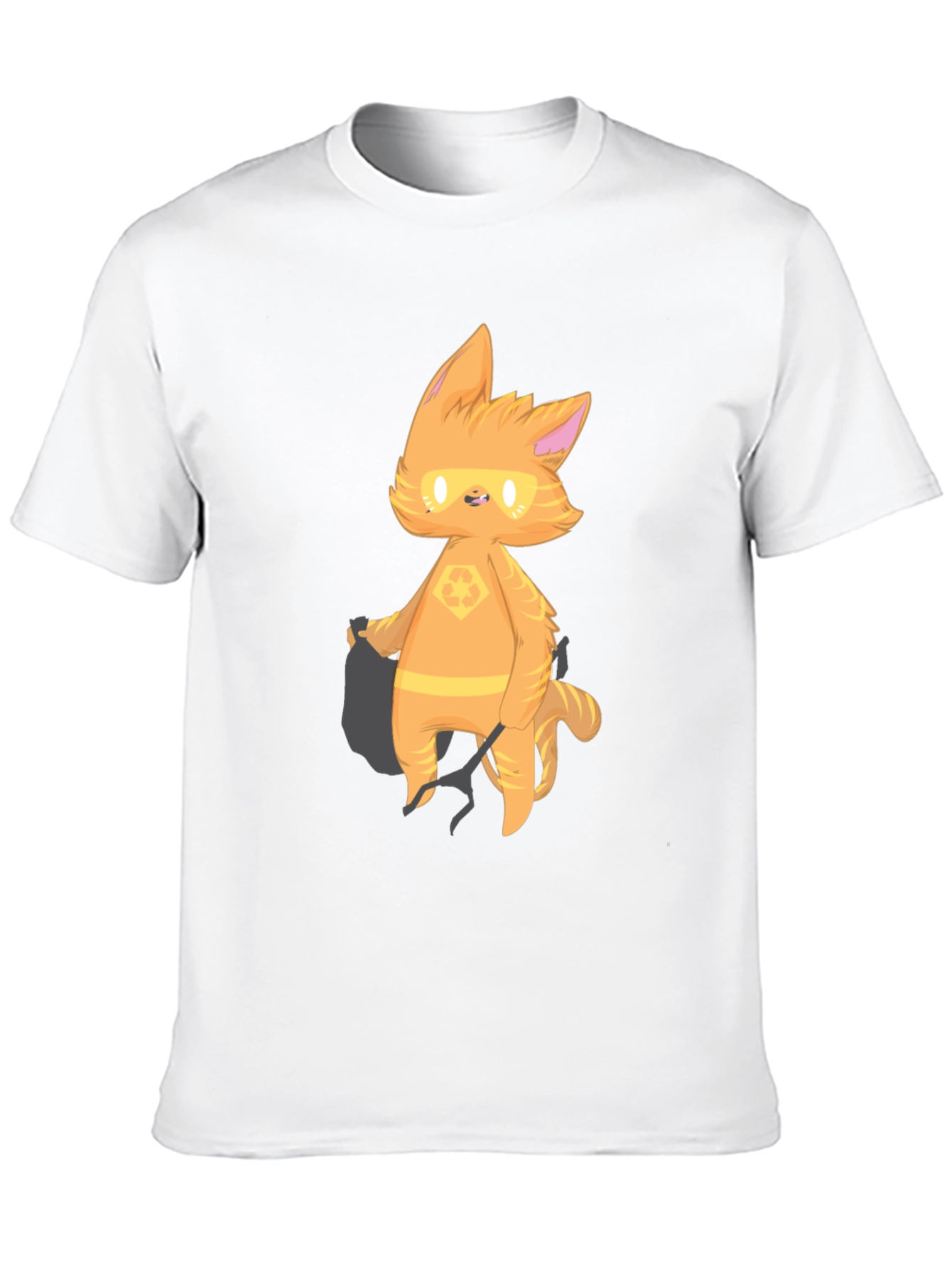 Black Cartoon Cat Graphic T-Shirt - Black view 10