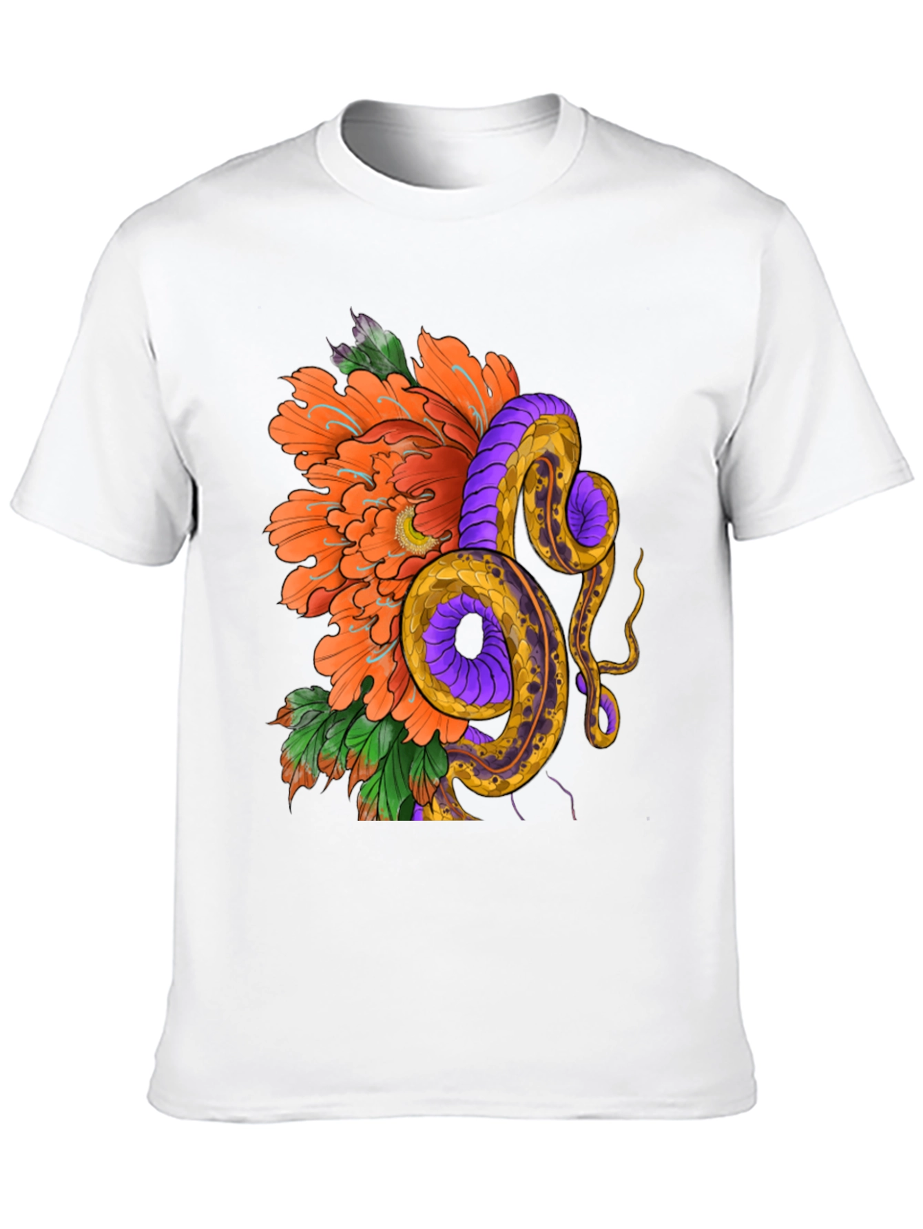 Black Floral Snake Graphic T-Shirt view 10