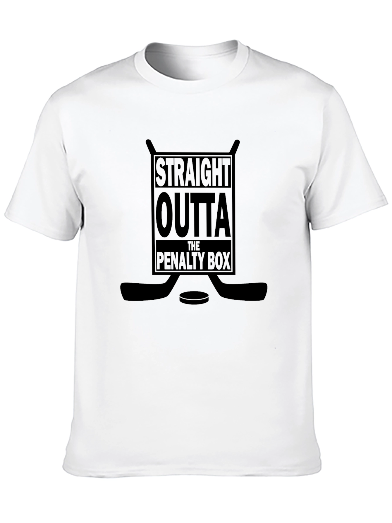 Black Straight Outta the Penalty Box Black Hockey T-Shirt view 10