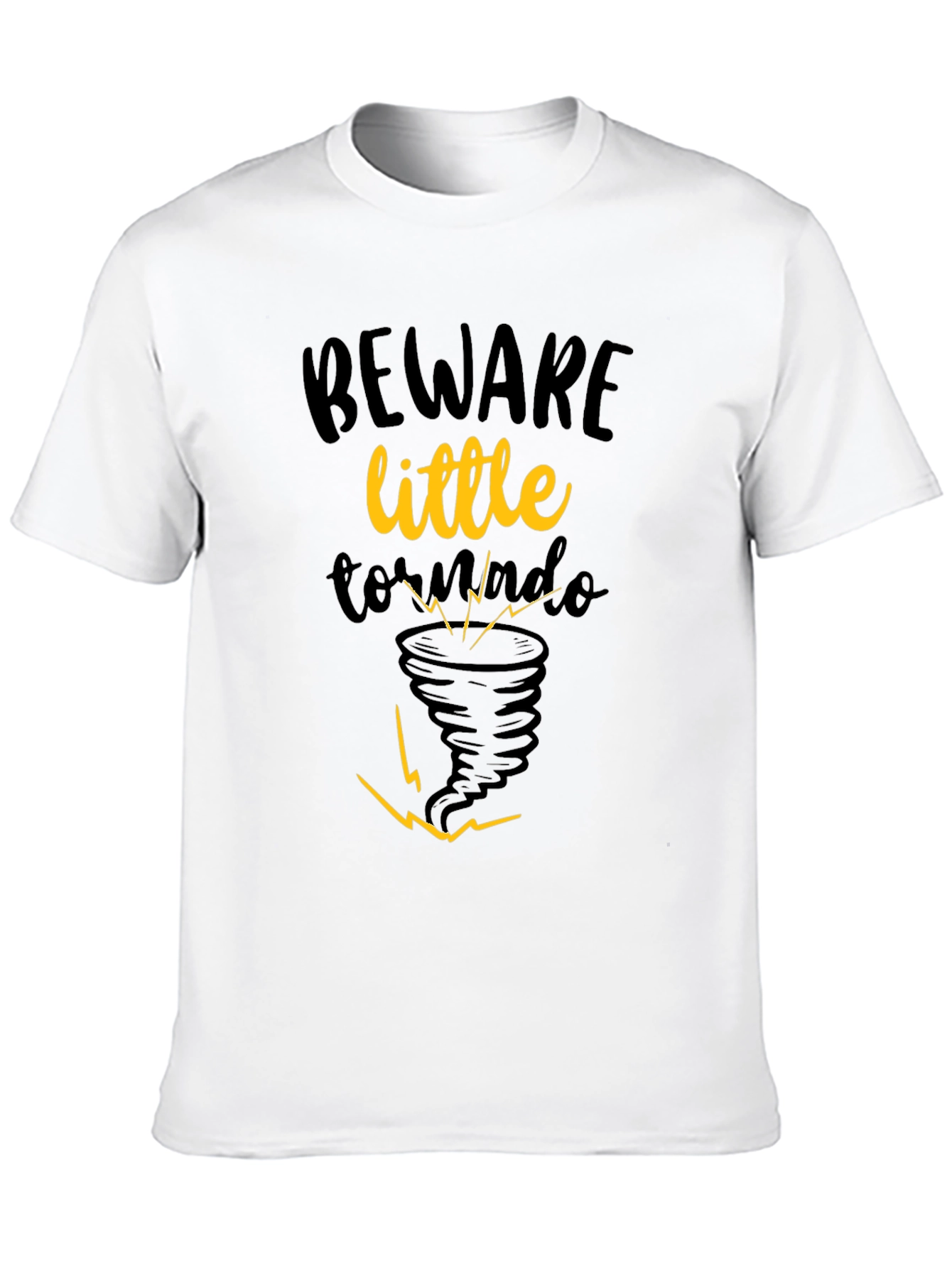 Black Beware Little Tornado Graphic Tee - Unisex Black Cotton Shirt view 10