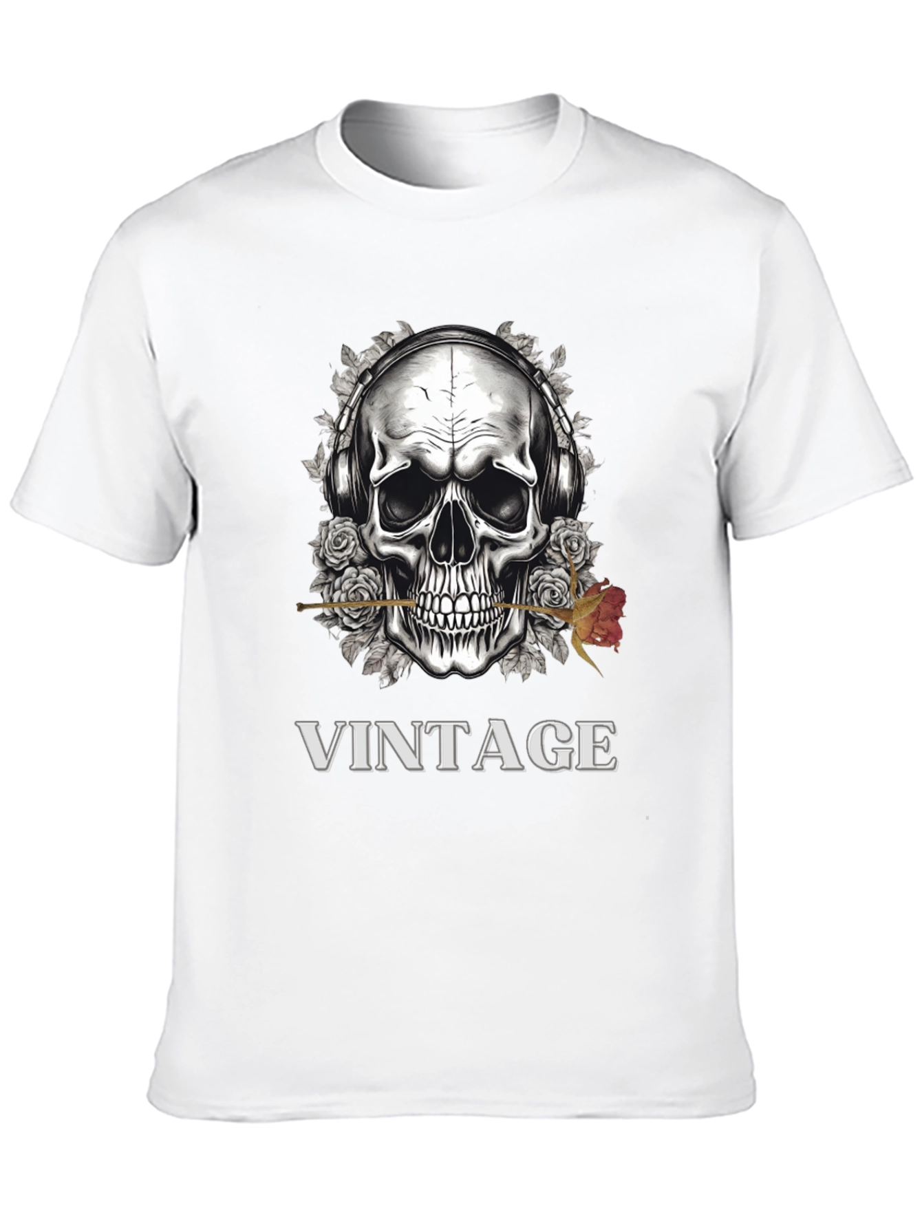 Black Vintage Skull Graphic Tee view 10