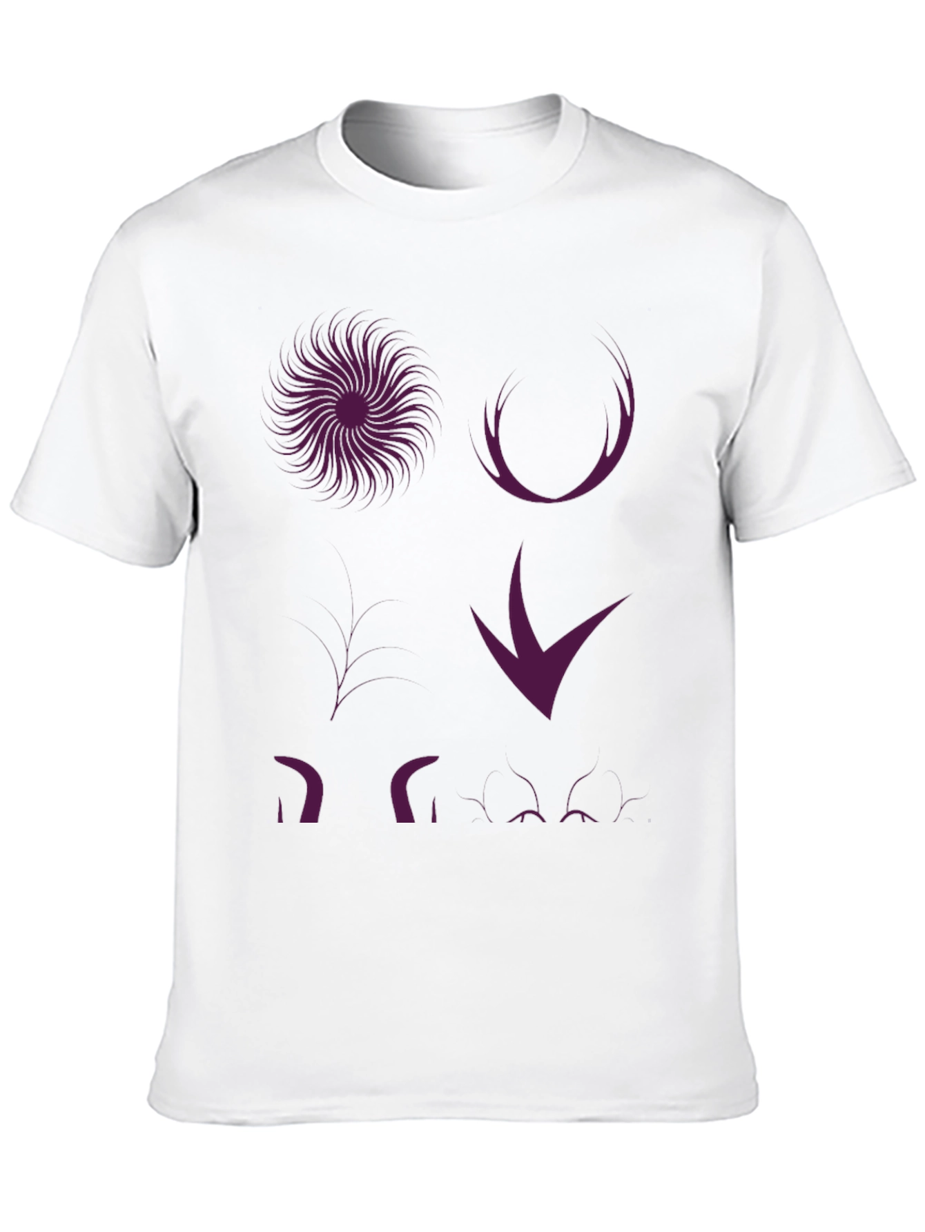 Black Graphic Print T-Shirt - Abstract Purple Design view 10