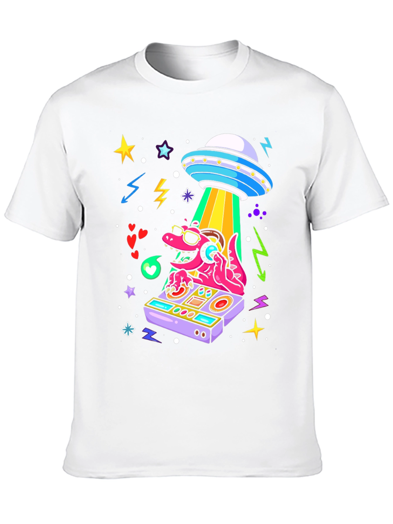 Black DJ Dino Alien Abduction T-Shirt view 10