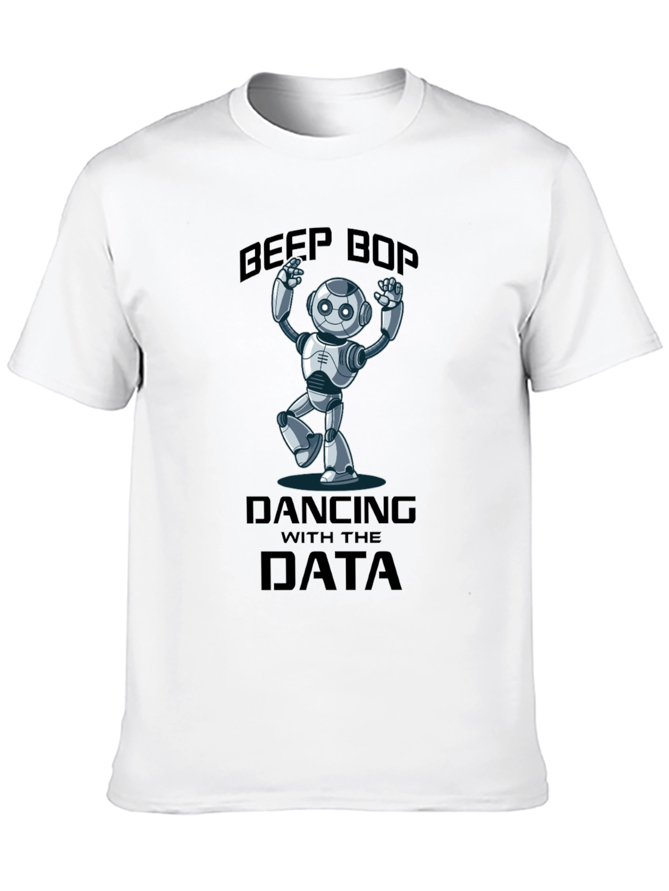 Black Data Dancing Robot T-Shirt - Beep Boop Fun! view 10