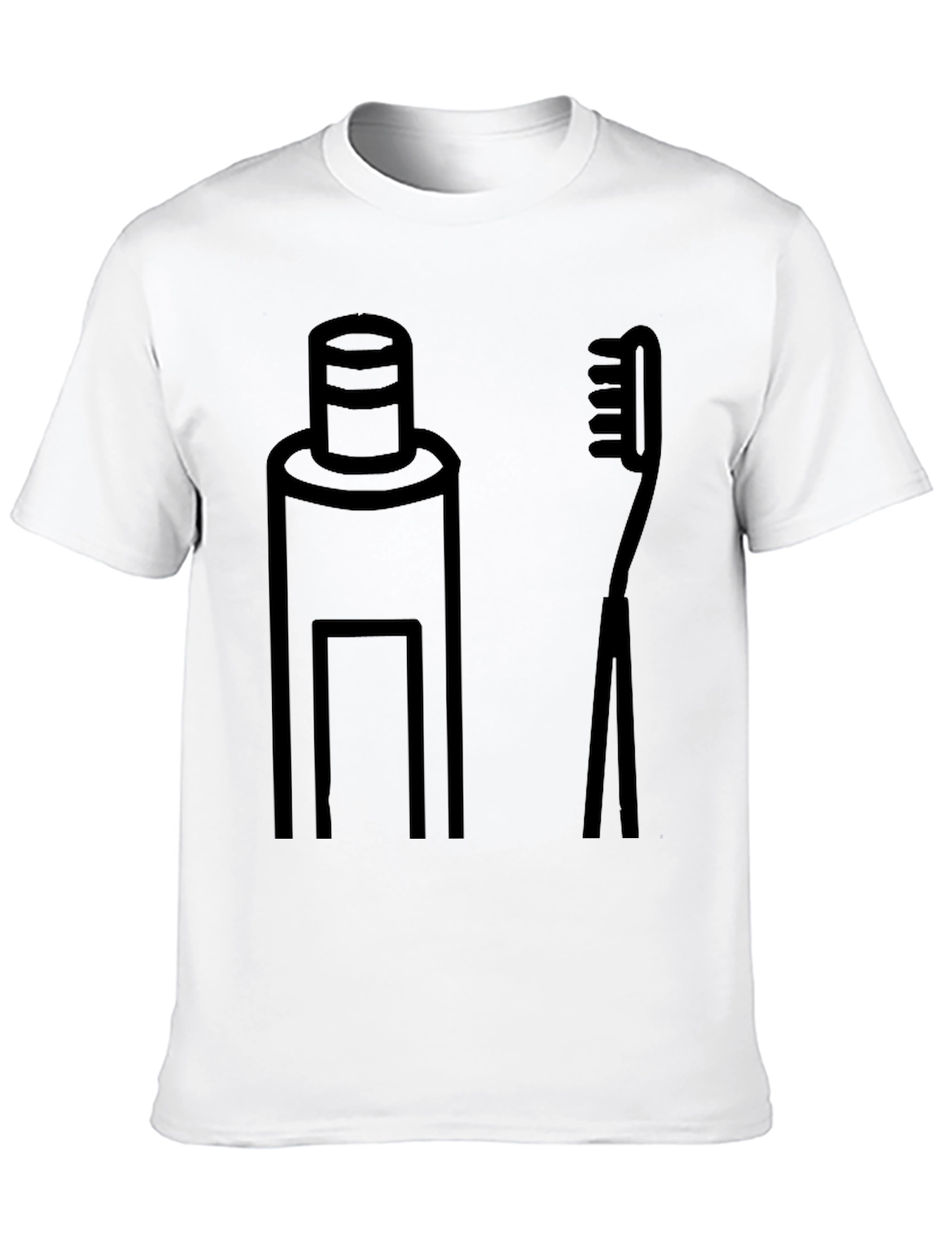 Black Toothpaste and Brush Graphic Tee - Black Cotton Casual Top view 10