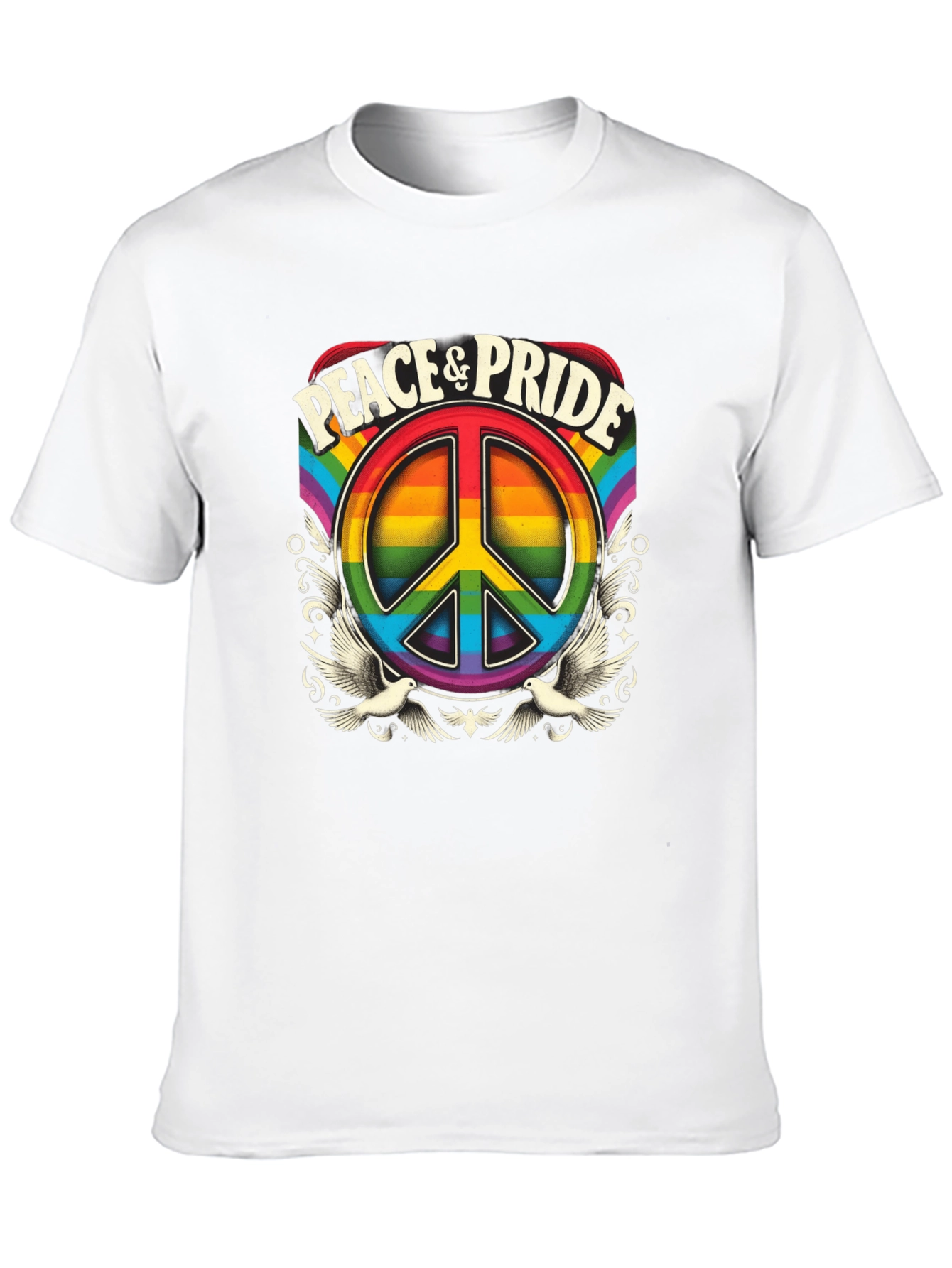 Black Peace & Pride Rainbow Graphic T-Shirt view 10