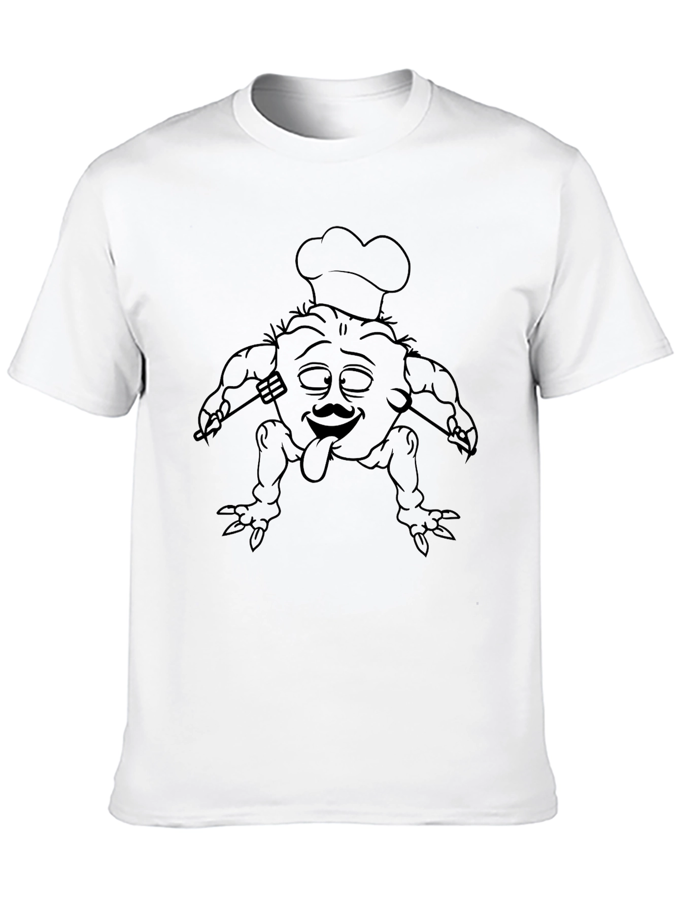 Black Funny Chef Cartoon Graphic Black T-Shirt view 10