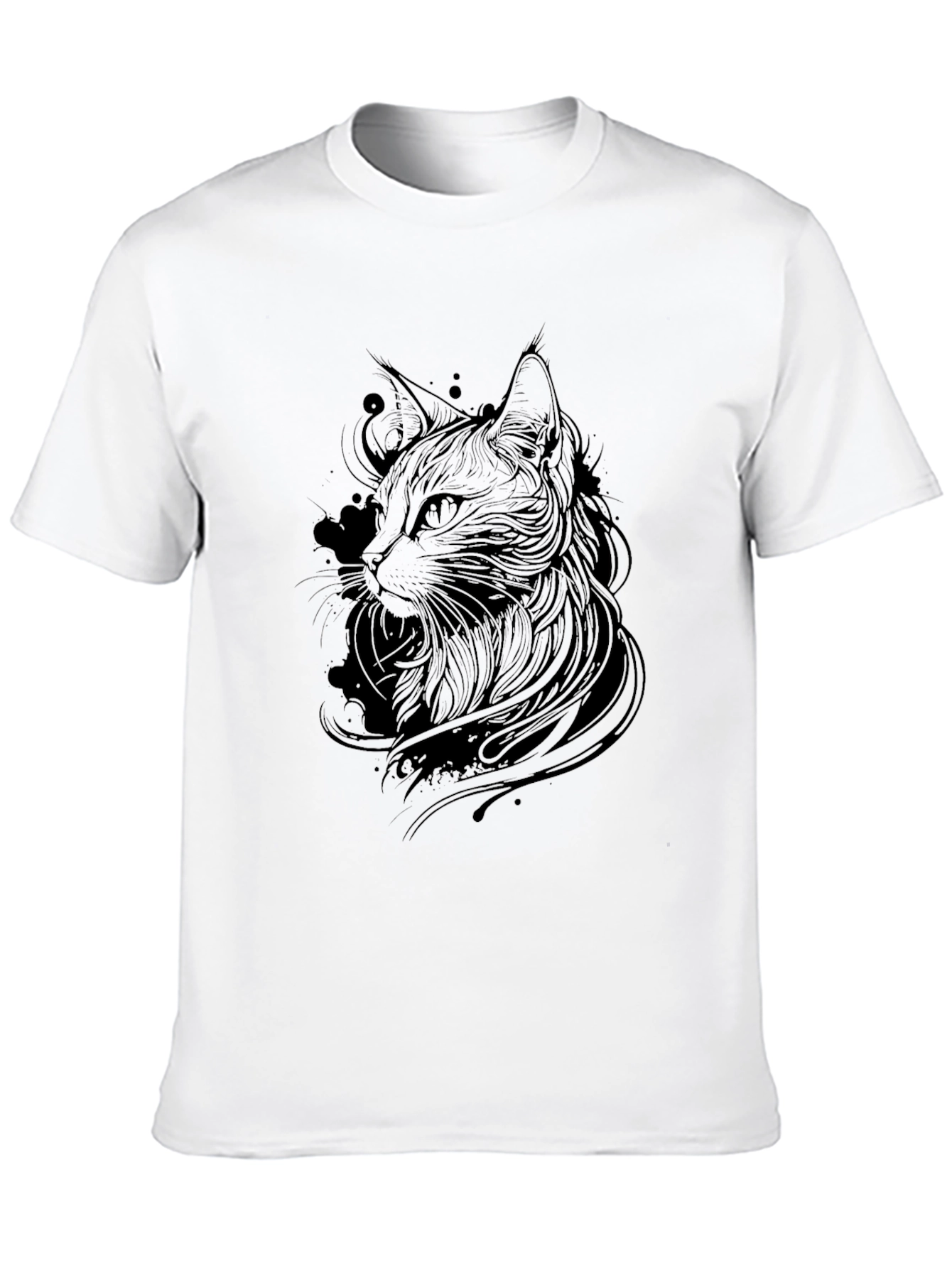 Black Black Cat Line Art Graphic Tee - Men's view 10