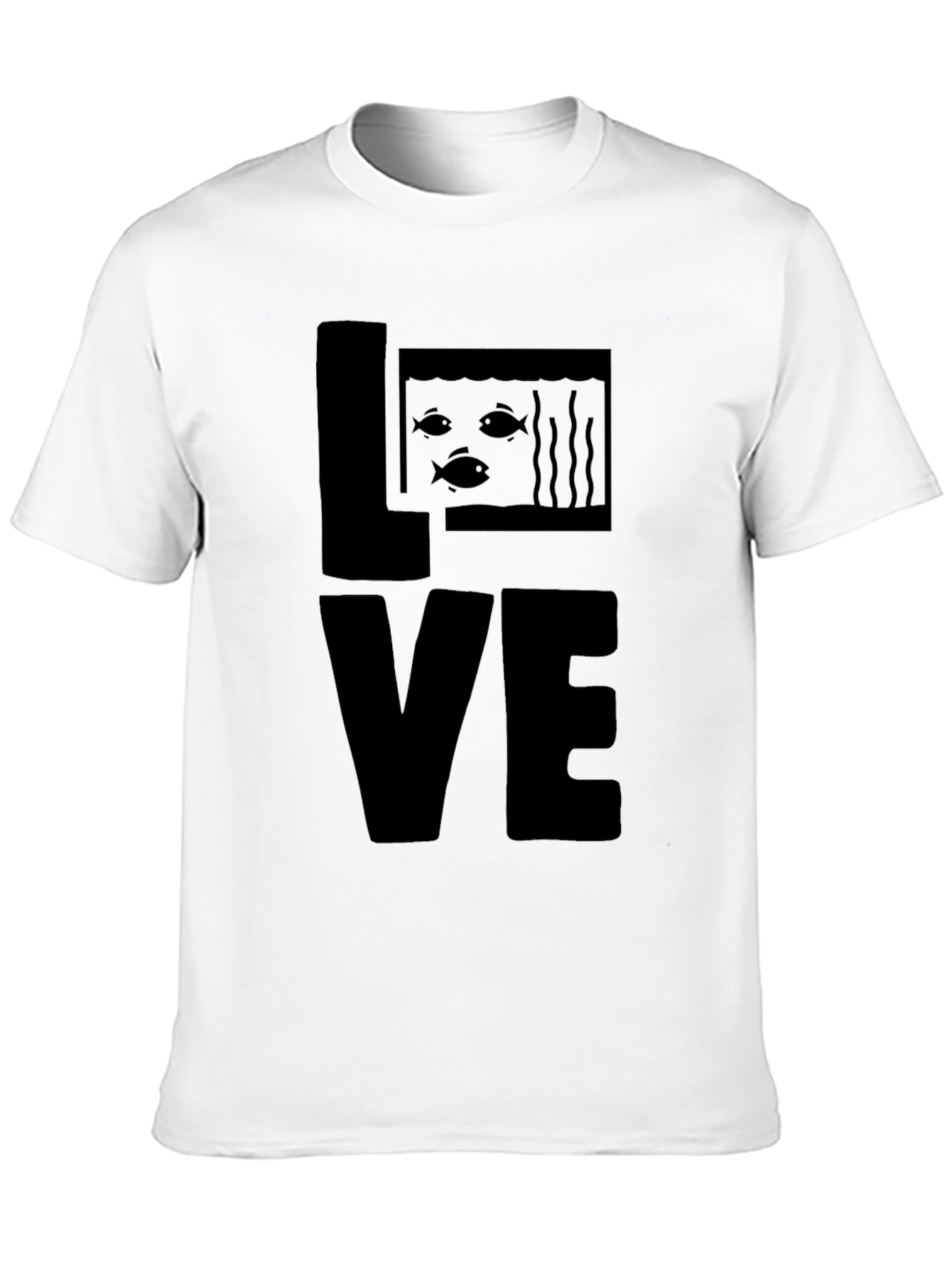 Black Aquarium Fish LOVE T-Shirt - Graphic Print Tee view 10