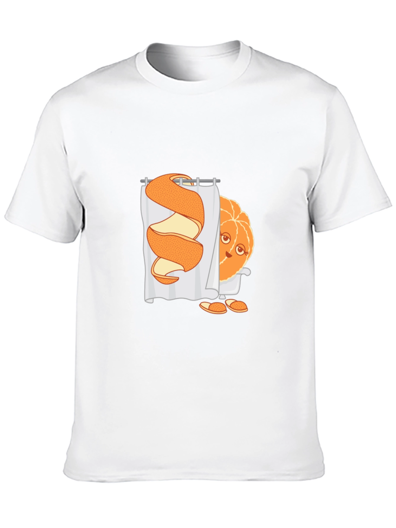Black Funny Orange Peel Shower Cartoon Graphic T-Shirt view 10