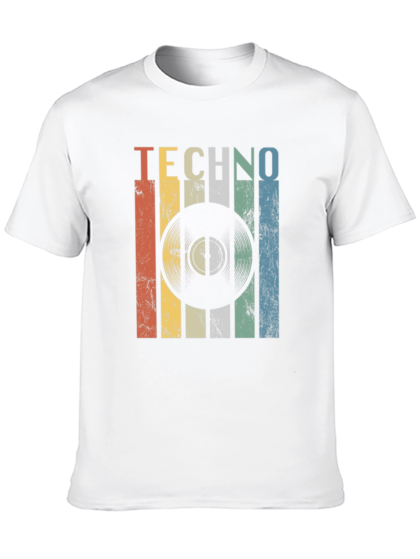 Black Retro Techno Record Graphic T-Shirt view 10