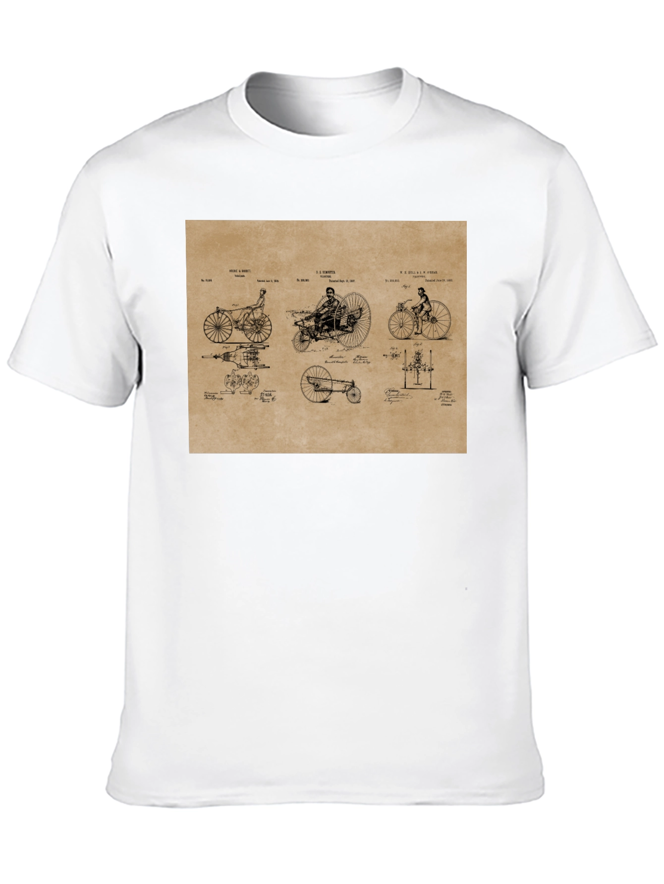 Black Vintage Bicycle Patent T-Shirt - Black view 10
