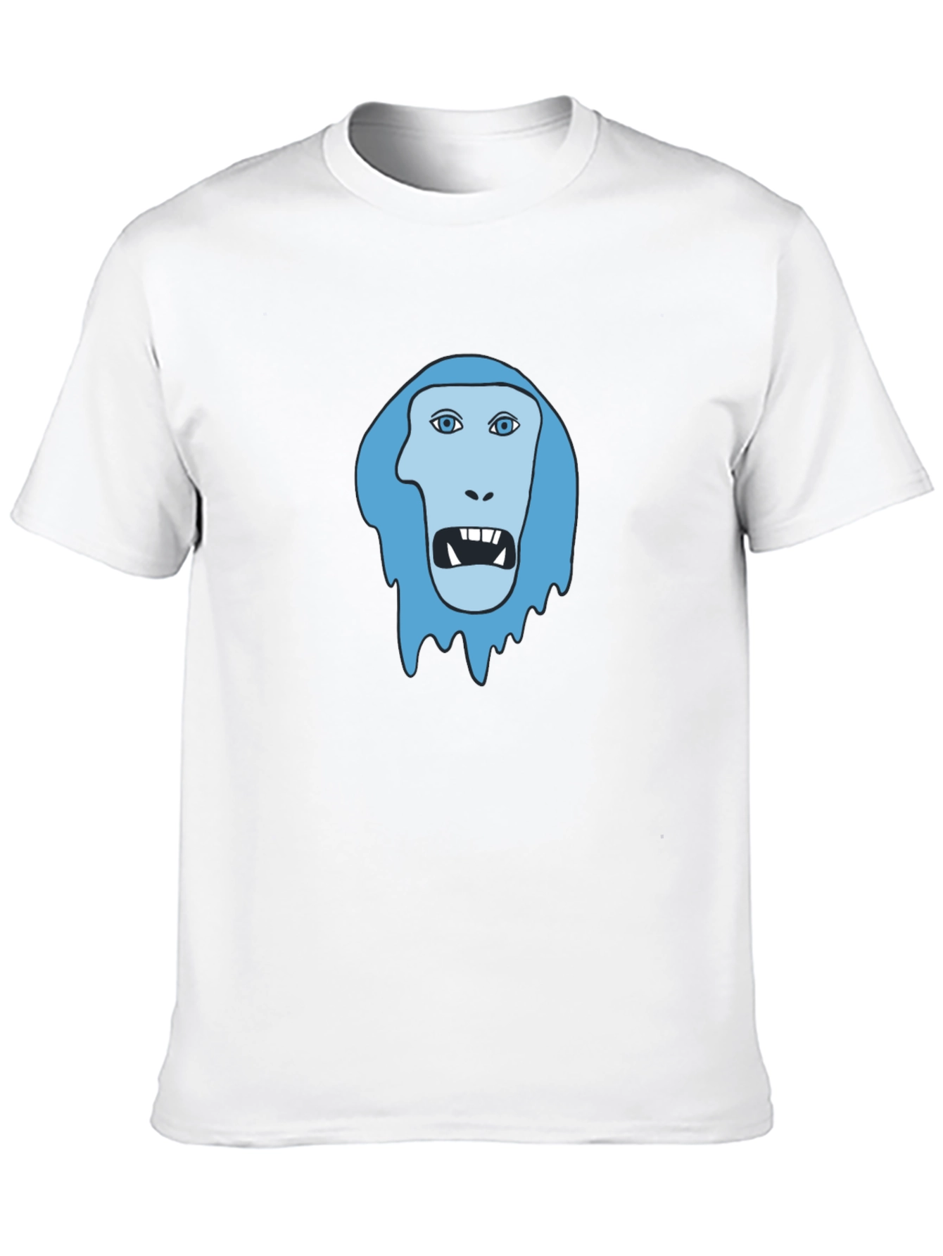 Black Men's Black T-Shirt - Blue Monster Face Graphic view 10