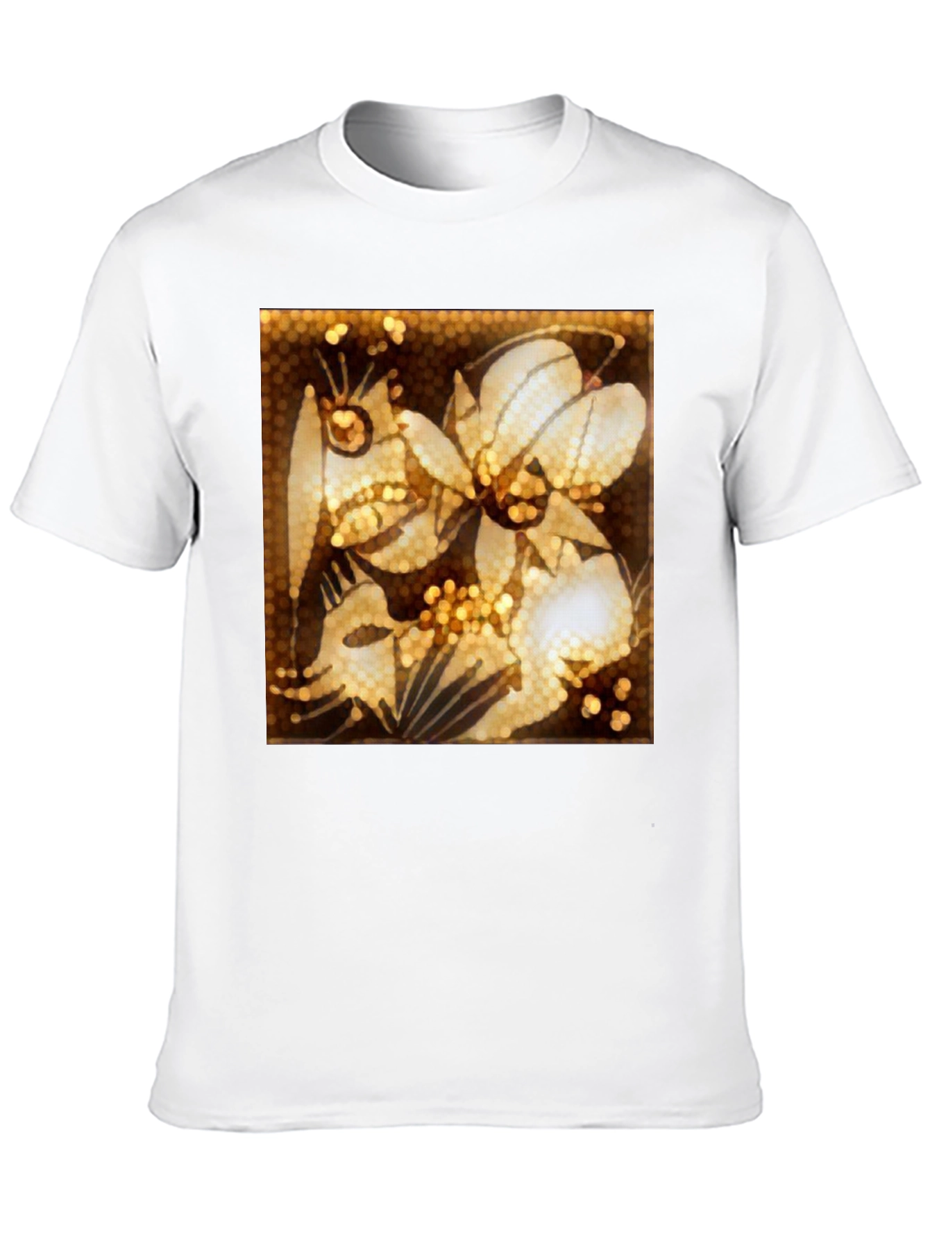 Black Floral Art Print Black T-Shirt view 10