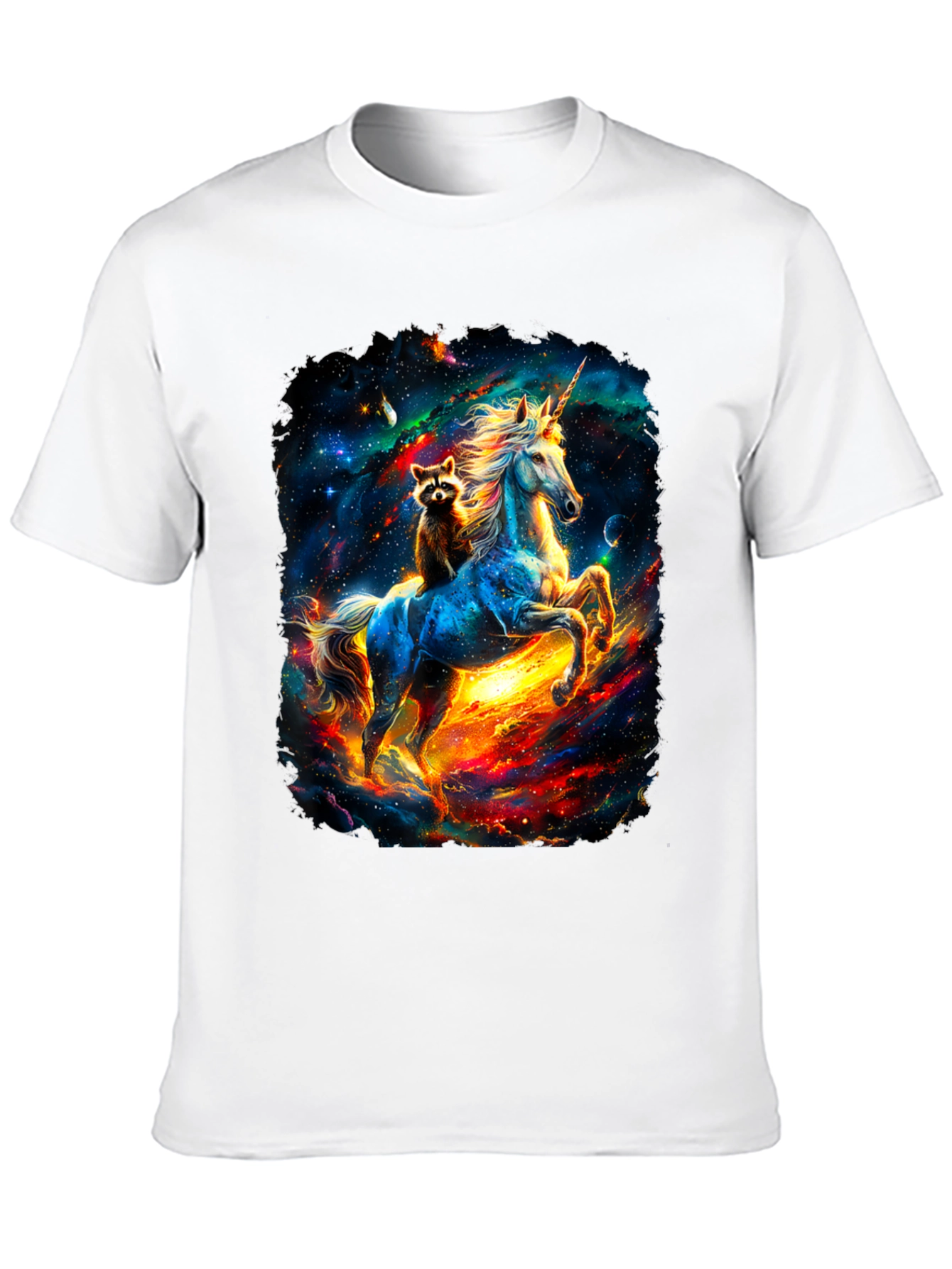 Black Cosmic Unicorn & Raccoon Graphic Tee view 10