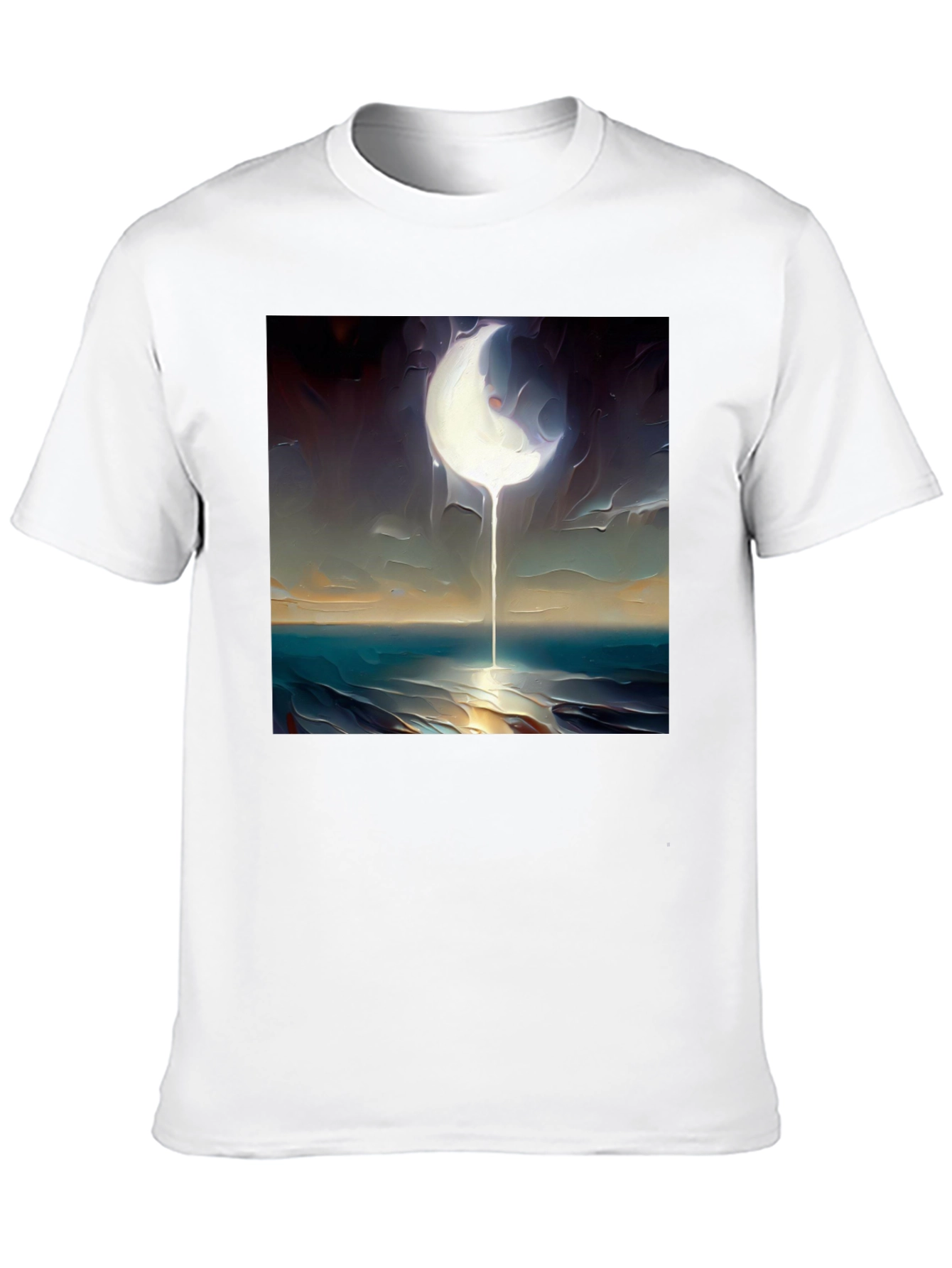Black Abstract Moonscape Graphic Tee - Black Cotton Casual view 10