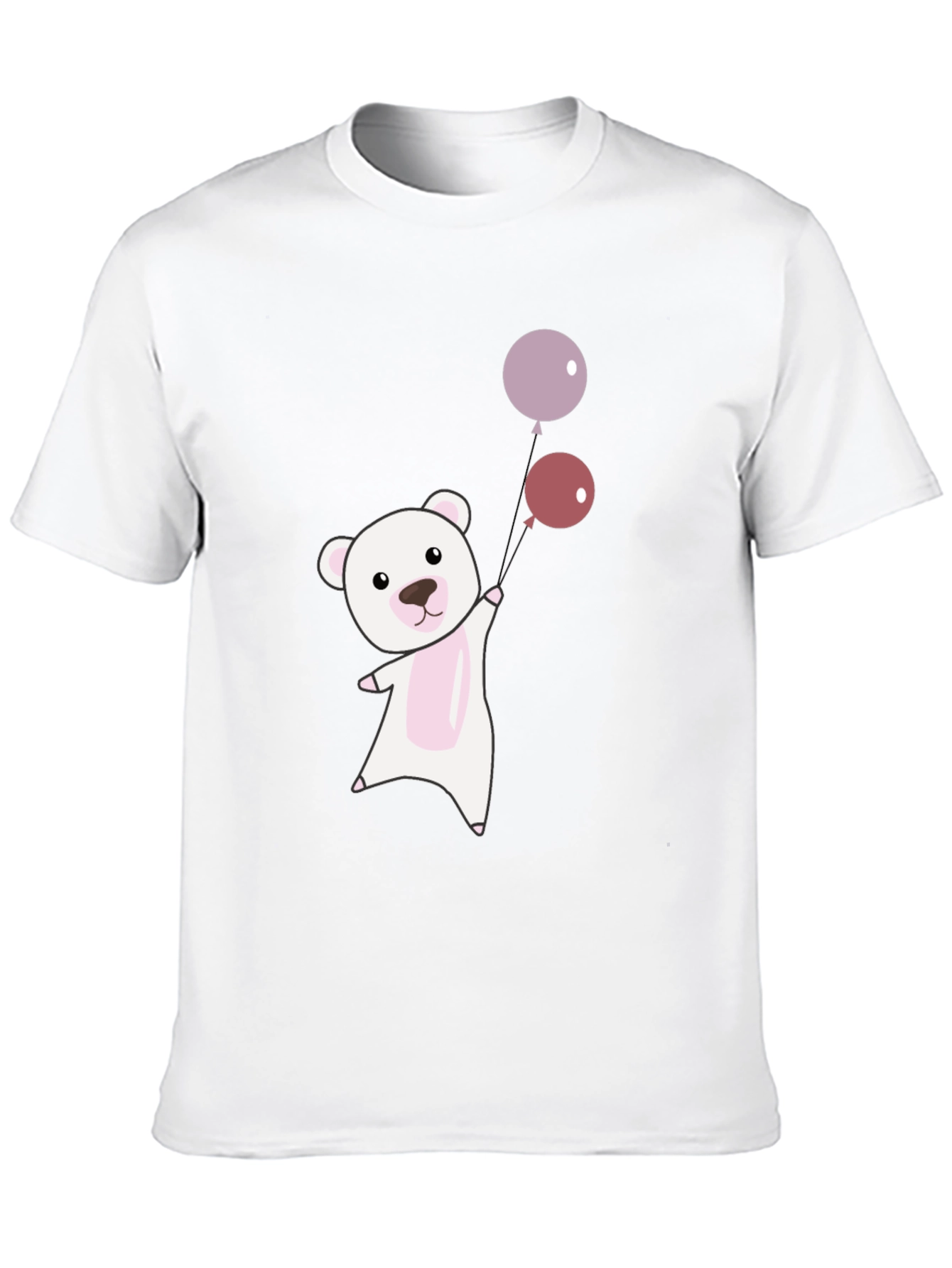 Black Cute Bear with Balloons Graphic Tee - Soft Cotton Comfort view 10