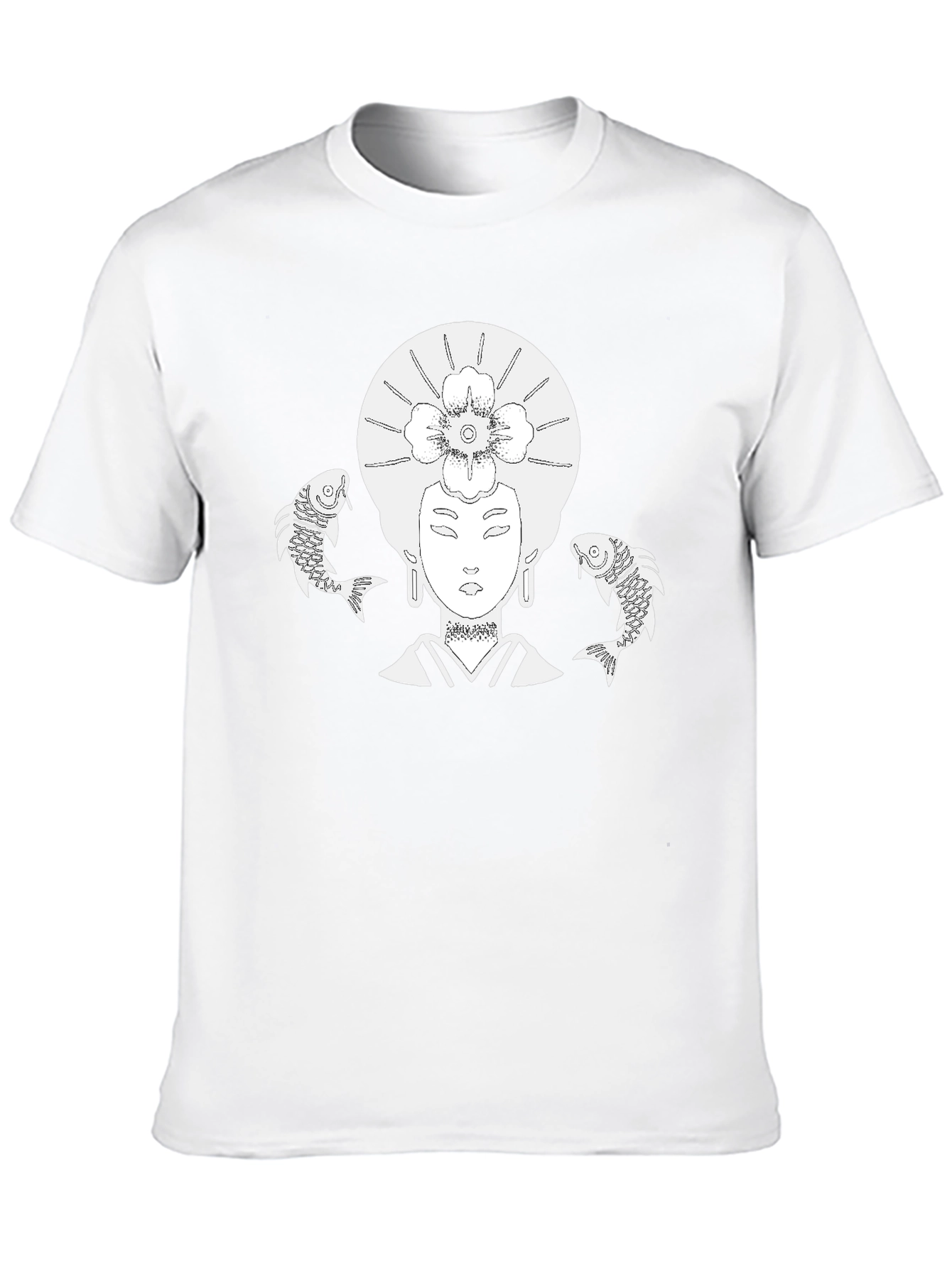 Black Koi Fish Geisha Graphic T-Shirt - Black view 10