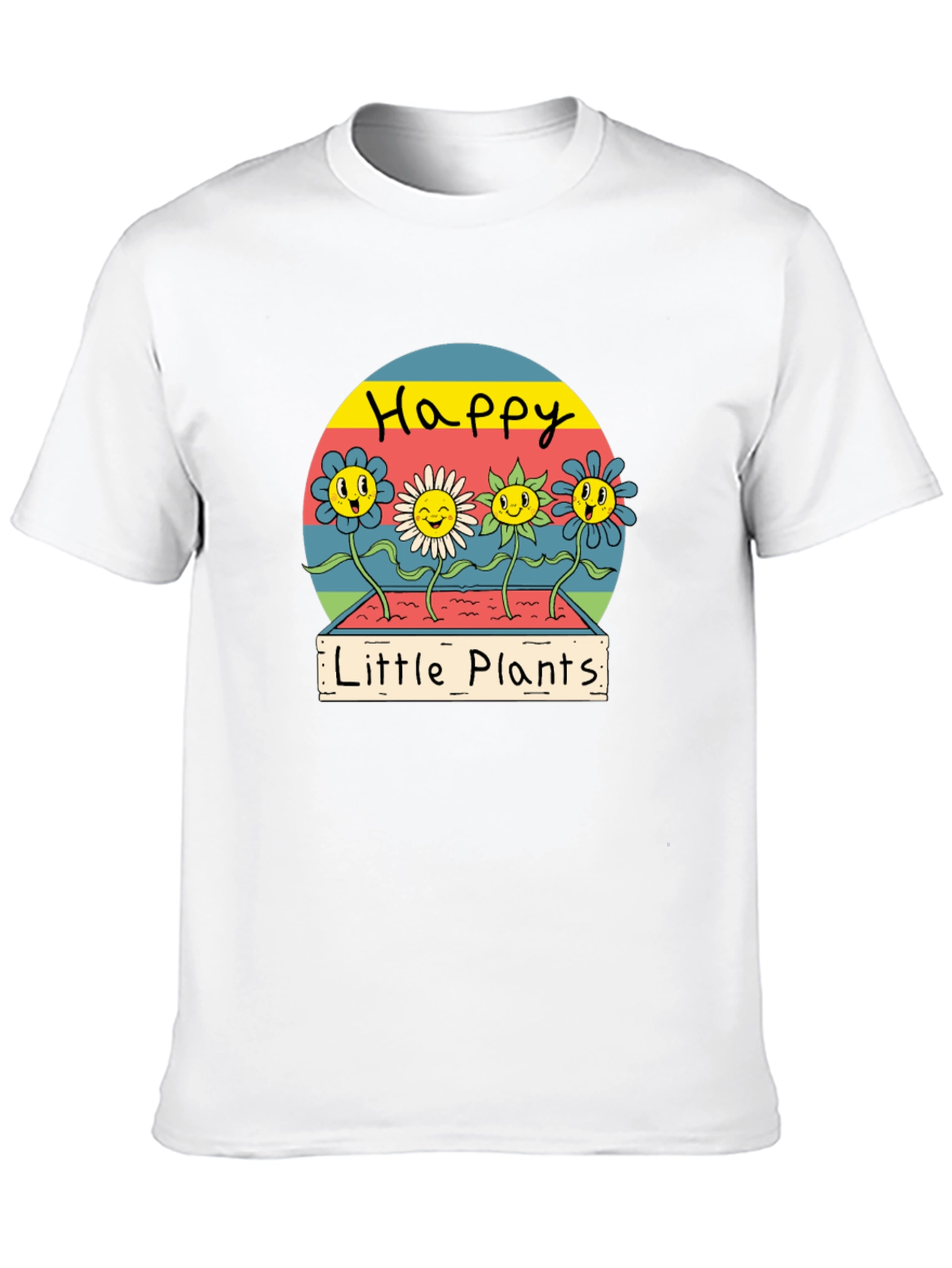 Black Happy Little Plants Graphic Tee - Trendy Unisex T-Shirt view 10
