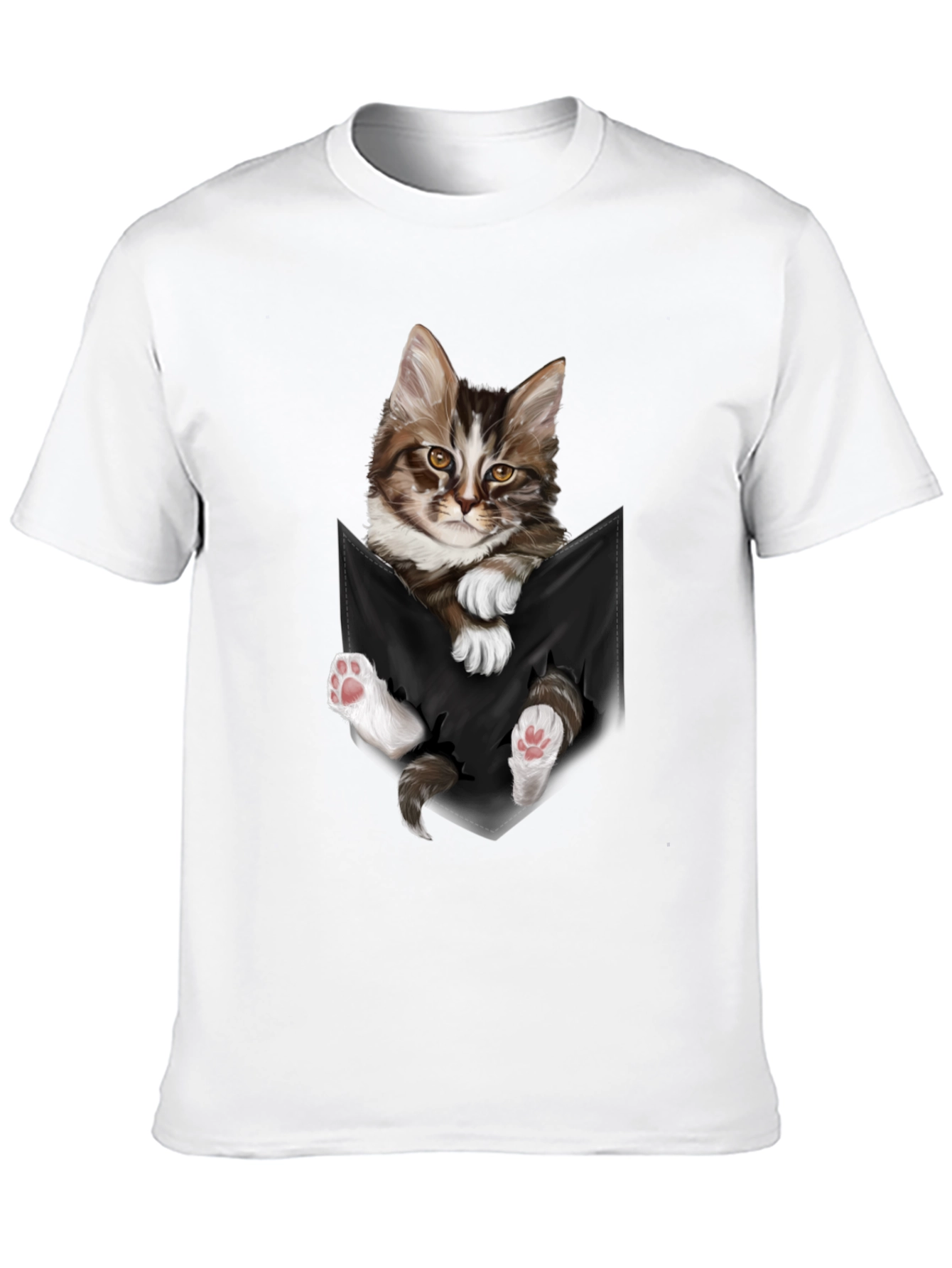 Black Cat Pocket T-Shirt - Novelty Animal Tee view 10