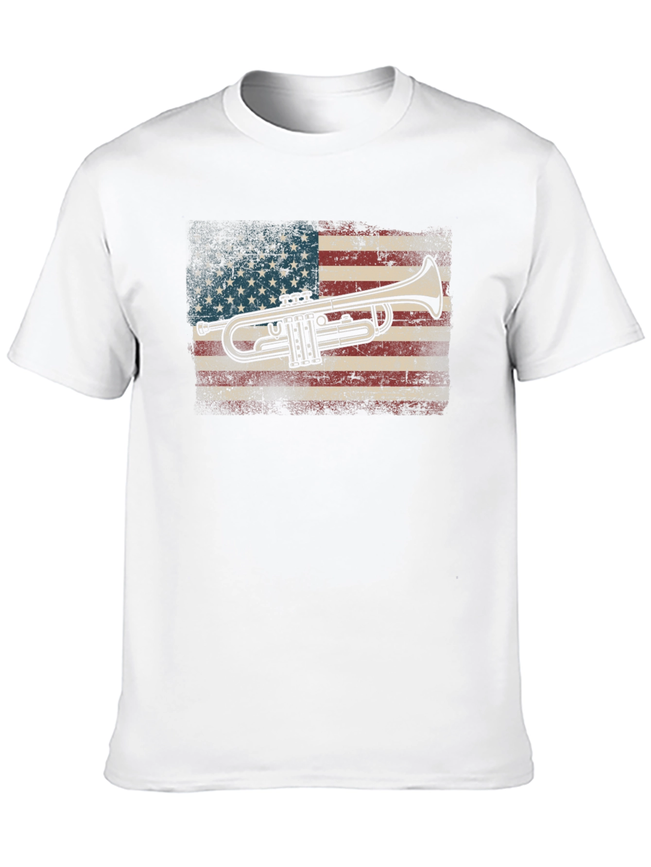 Black Trumpet USA Flag Graphic Tee - Black Cotton T-Shirt view 10