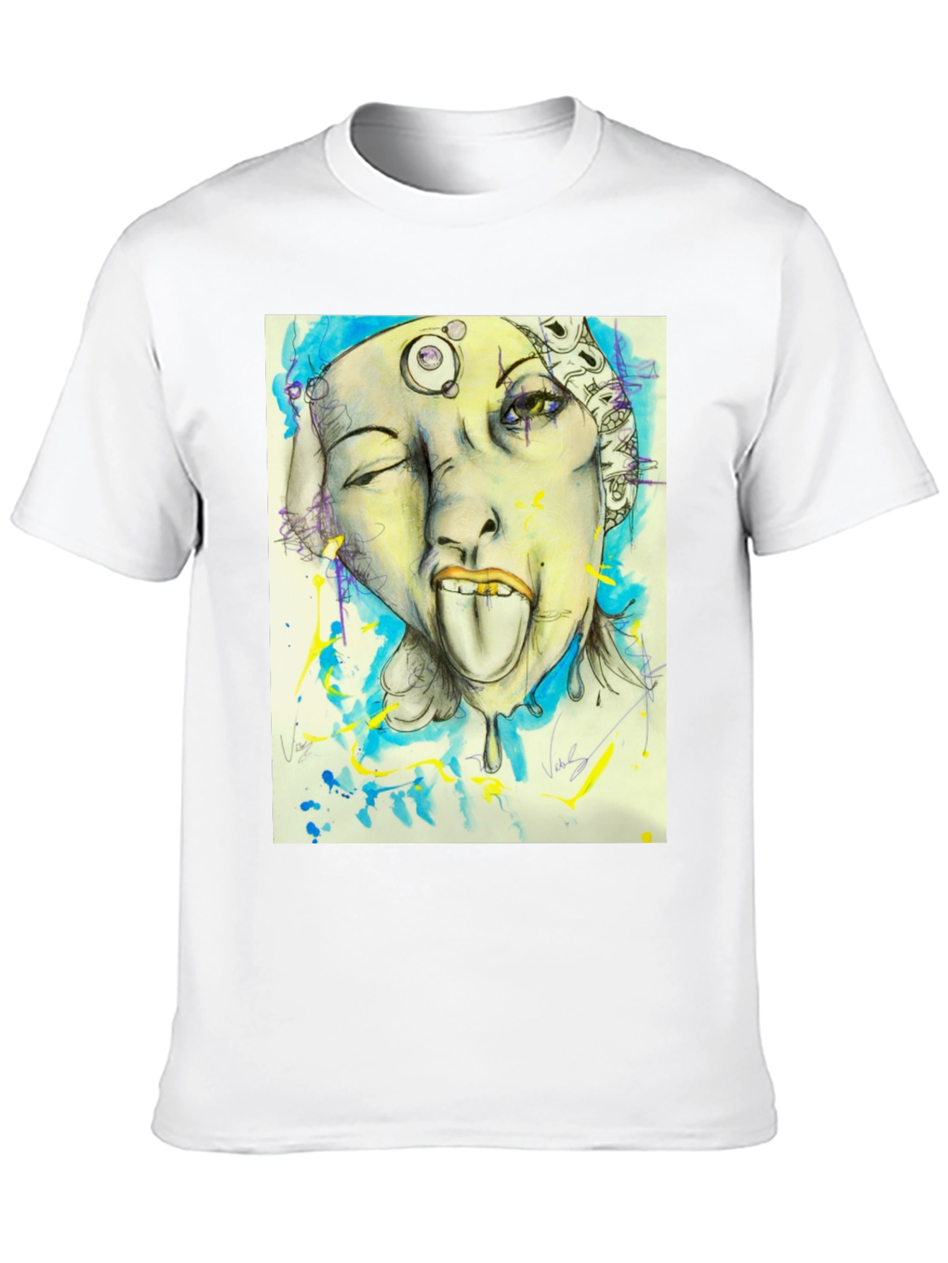 Black Unique Graphic Print Black Tee view 10