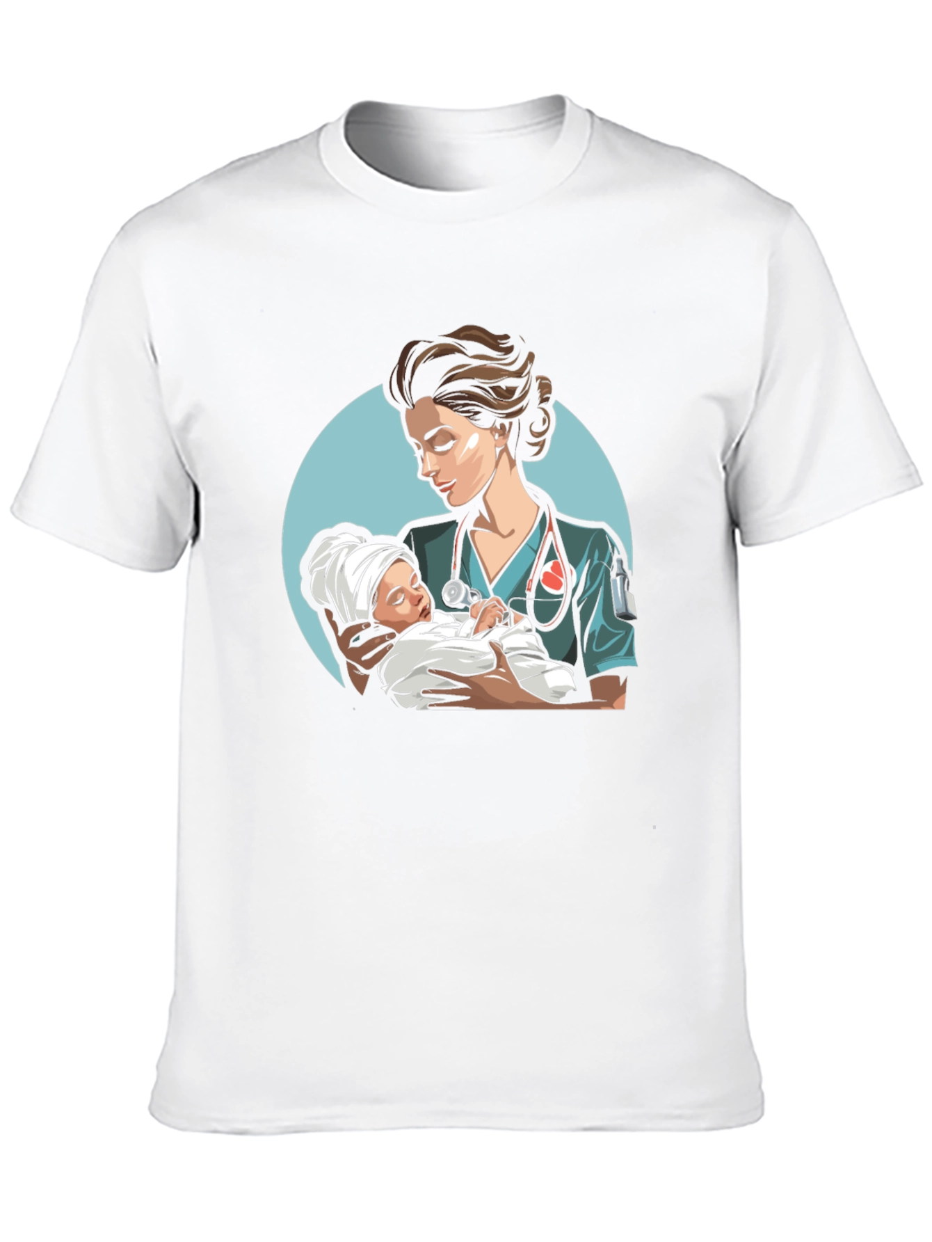 Black Nurse & Baby Graphic Tee - Black Cotton T-Shirt view 10