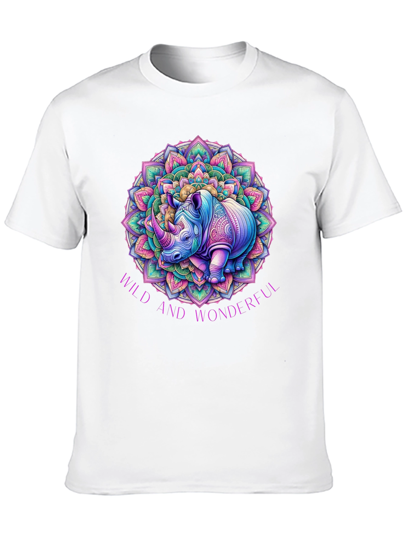 Black Wild and Wonderful Rhino Mandala T-Shirt view 10