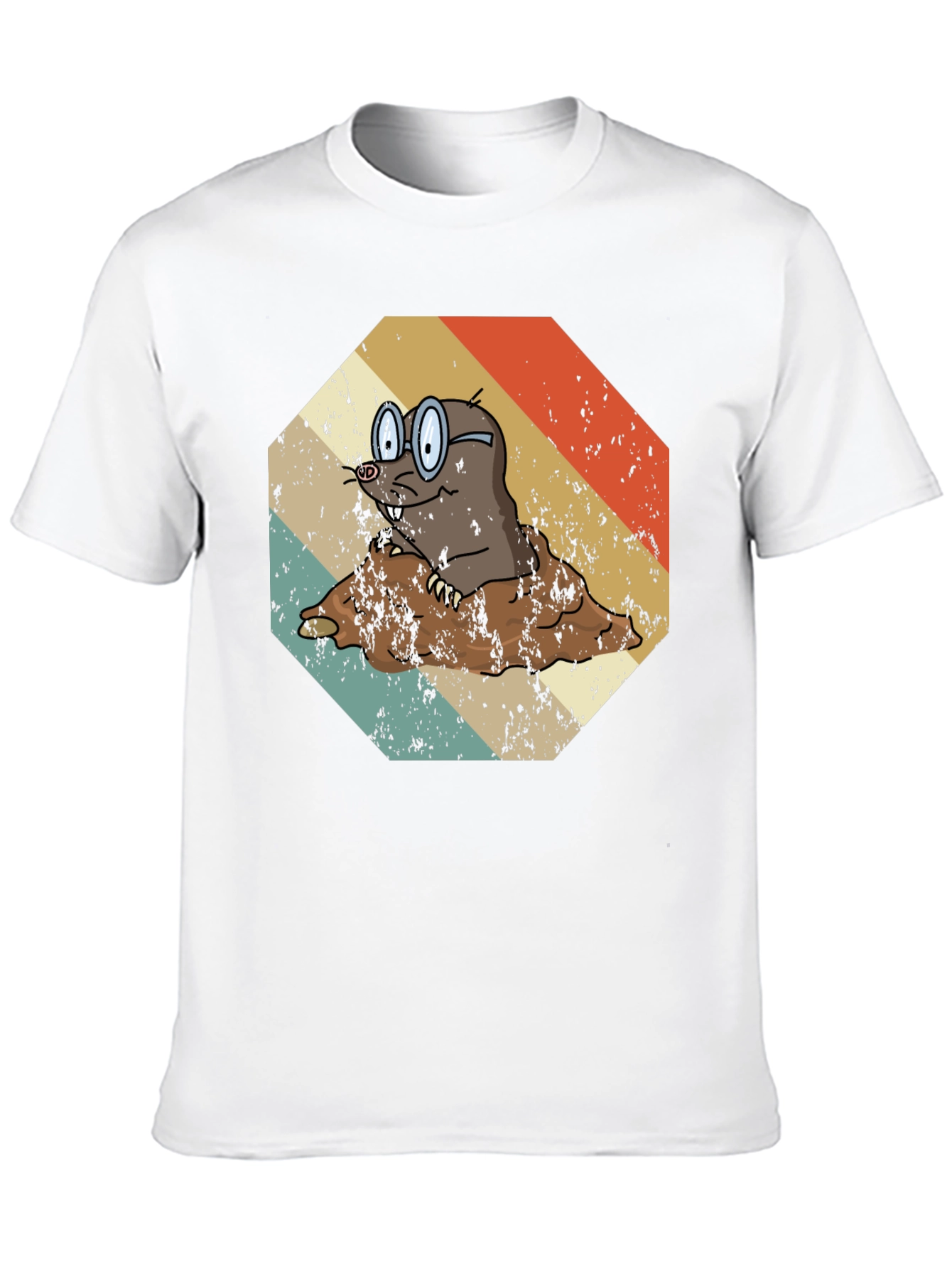 Black Retro Mole T-Shirt: Funny Cartoon Animal Graphic Tee view 10