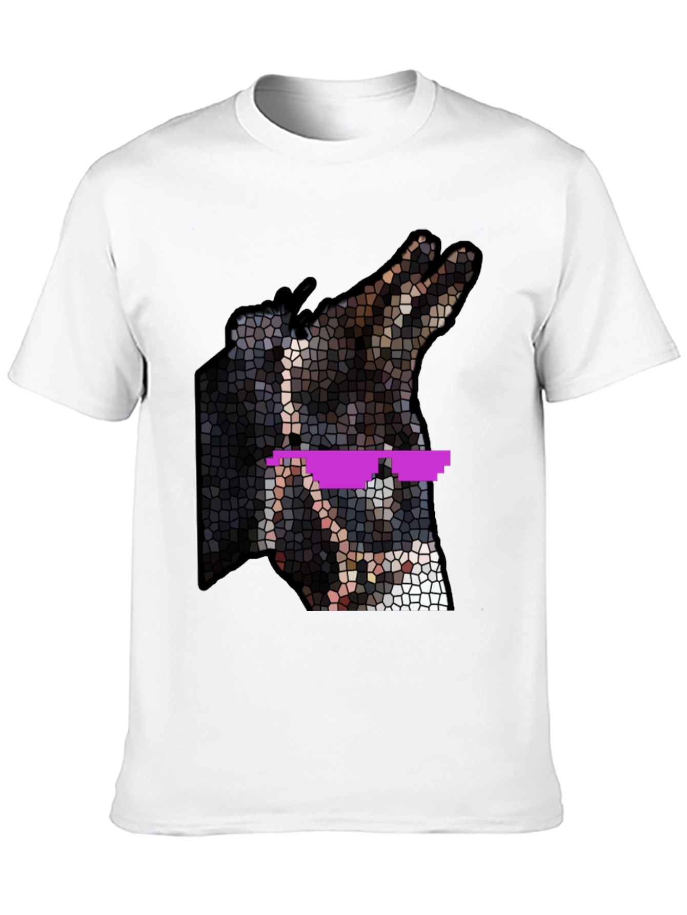 Black Cool Dog Mosaic T-Shirt view 10