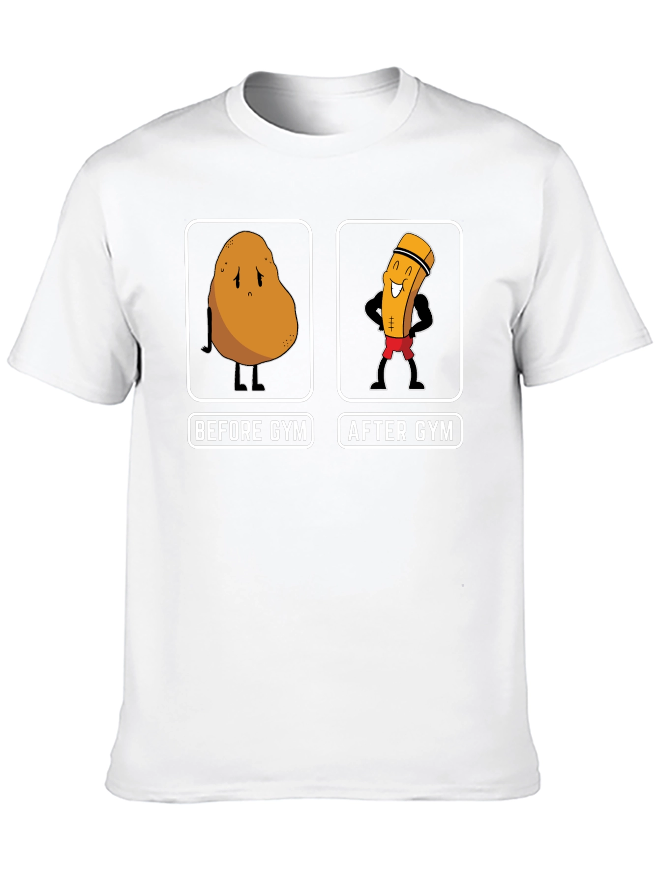 Black Gym Potato Funny Workout T-Shirt view 10