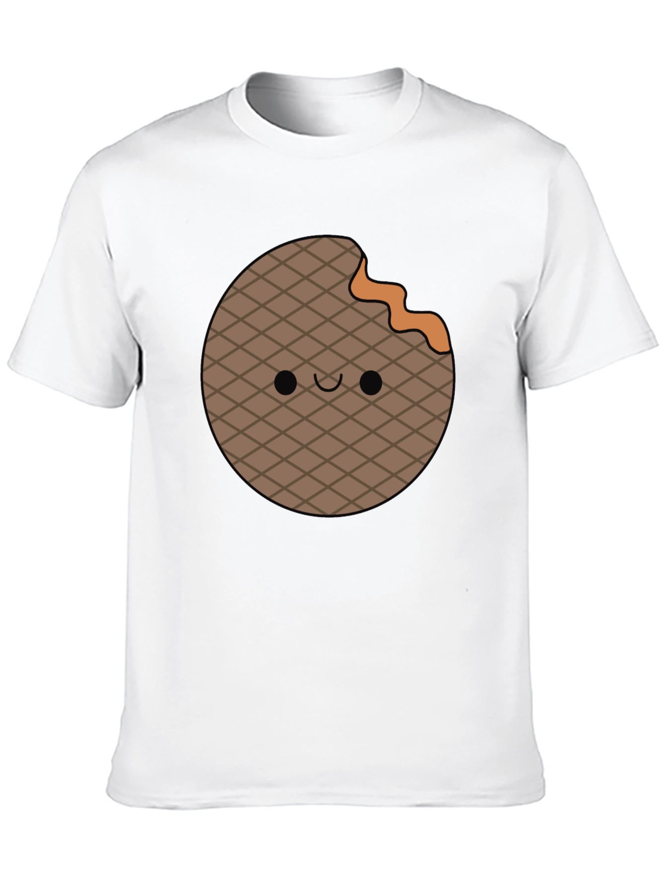 Black Cute Waffle Bite T-Shirt - Fun Foodie Apparel view 10