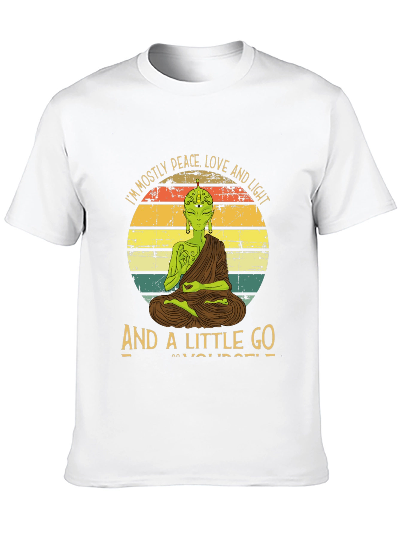 Black Peace Love and Light T-Shirt - Alien Buddha view 10