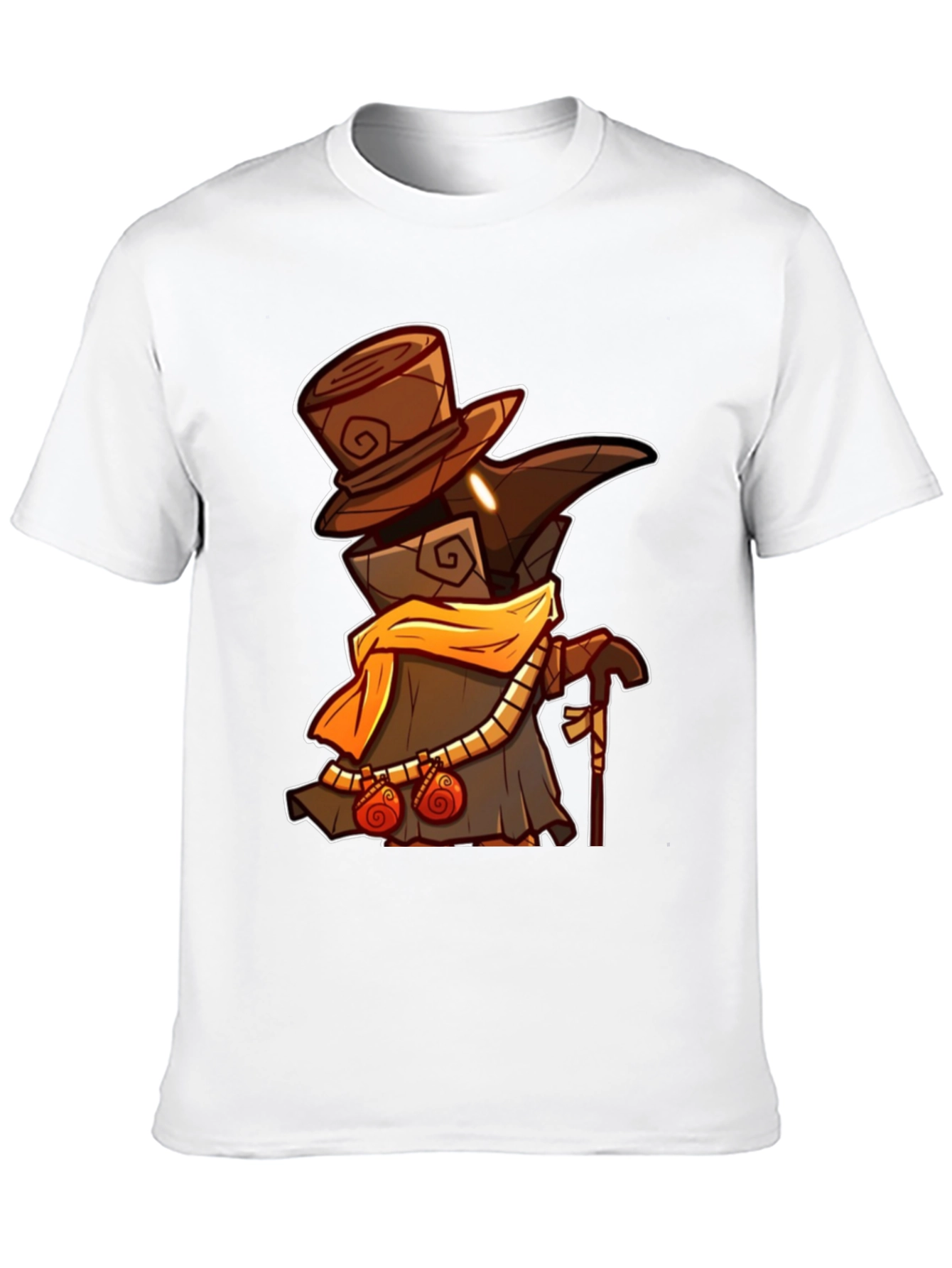 Black Plague Doctor Cartoon Graphic T-Shirt - Black view 10