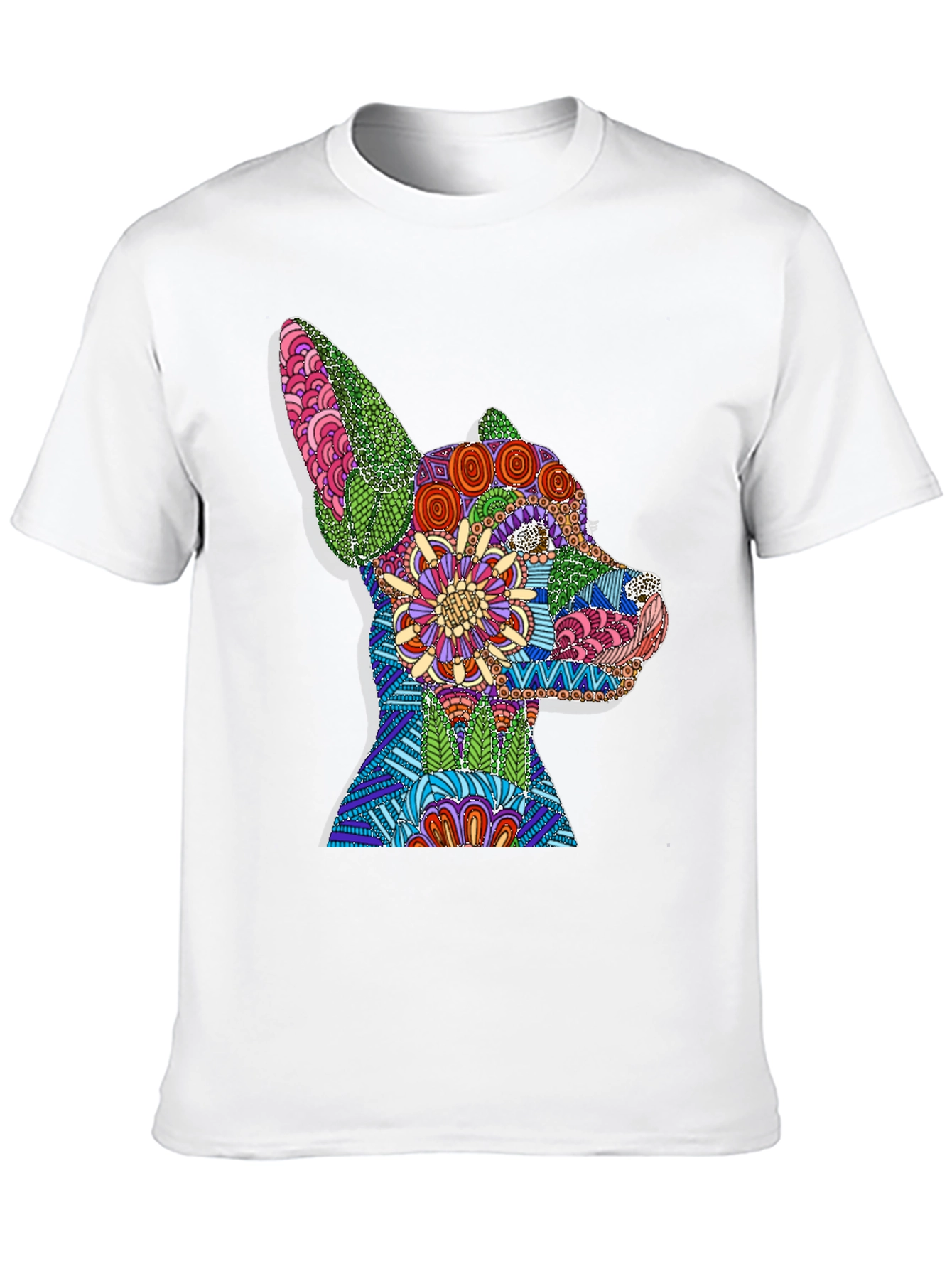 Black Dog Mandala Graphic Print T-Shirt - Black view 10