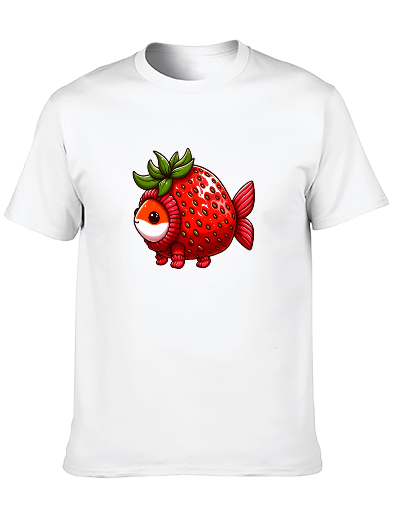 Black Strawberry Fish T-Shirt - Unique Graphic Tee view 10