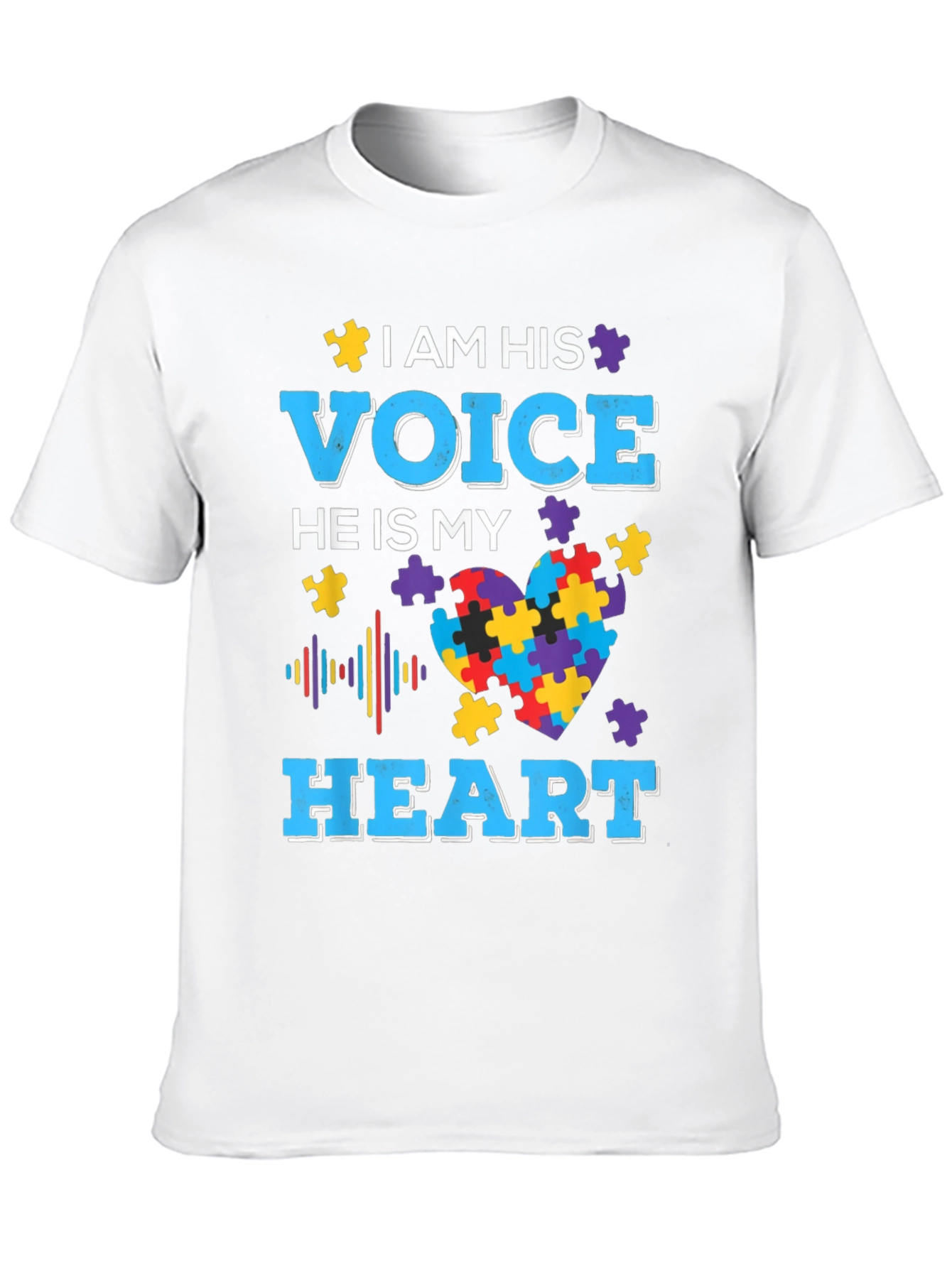 Black Autism Awareness T-Shirt - I am his Voice view 10