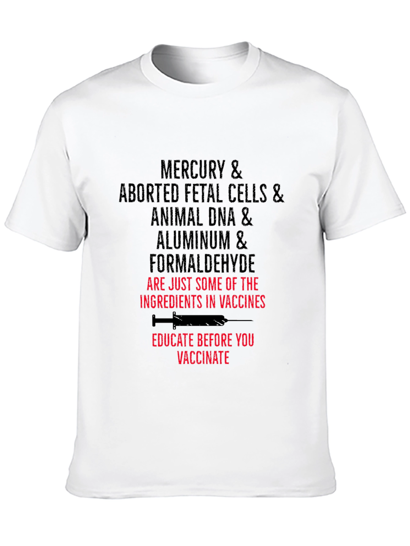 Black Anti-Vaccine T-Shirt: Mercury Fetal Cells DNA Aluminum view 10