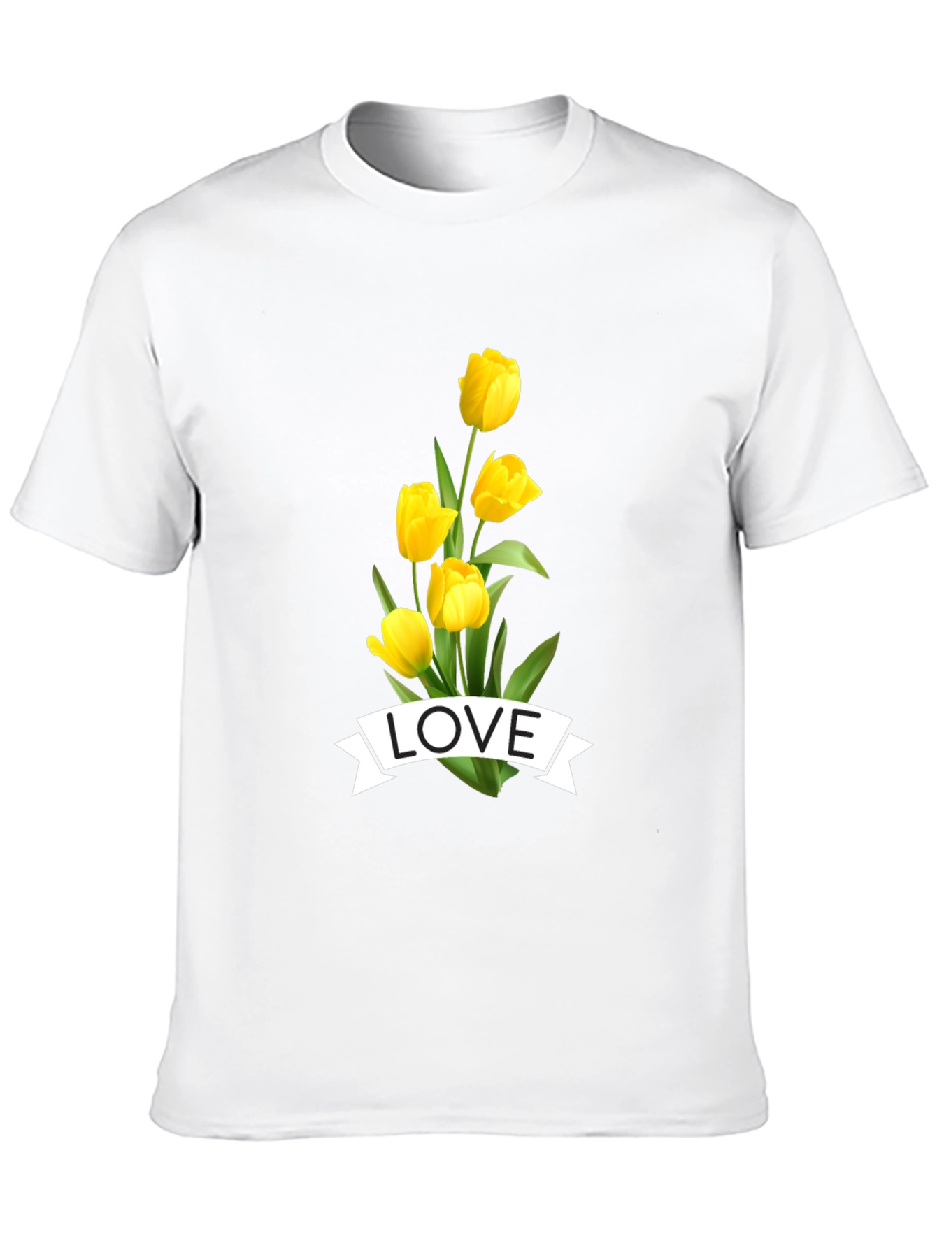 Black Love Tulips Graphic Tee - Black Cotton T-Shirt view 10