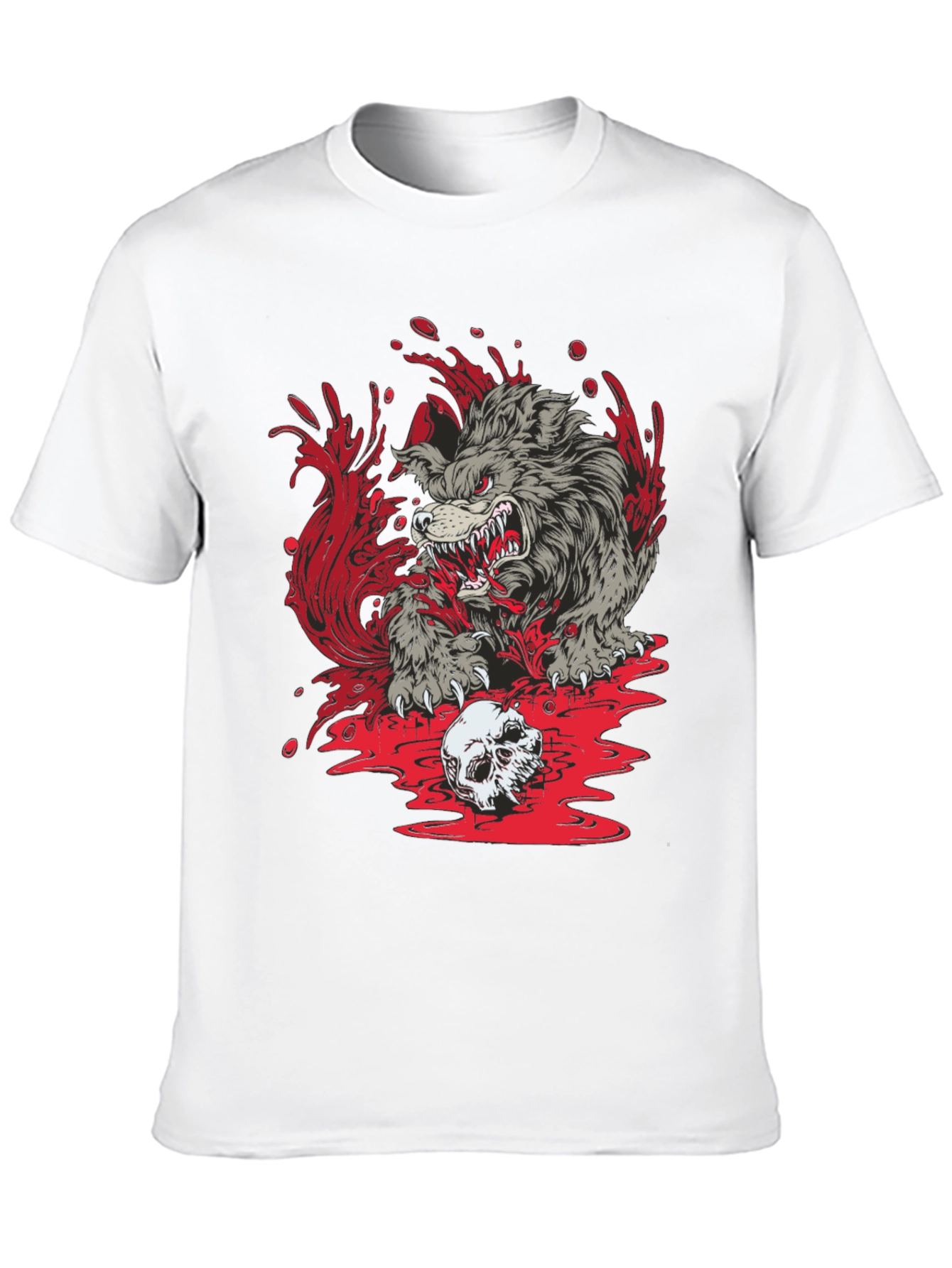 Black Wolf Skull Graphic Print Tee view 10