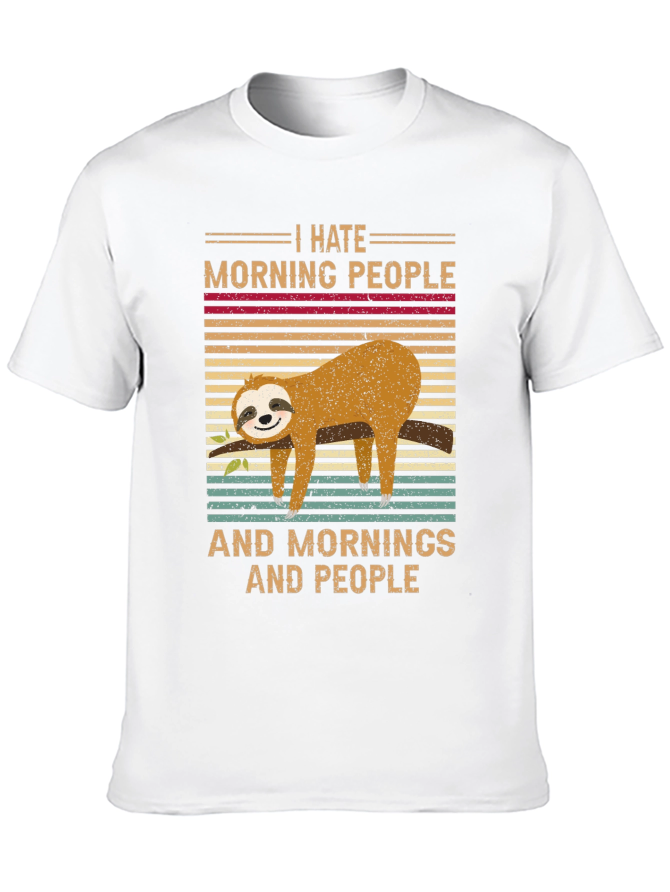 Black I Hate Morning People Sloth T-Shirt view 10