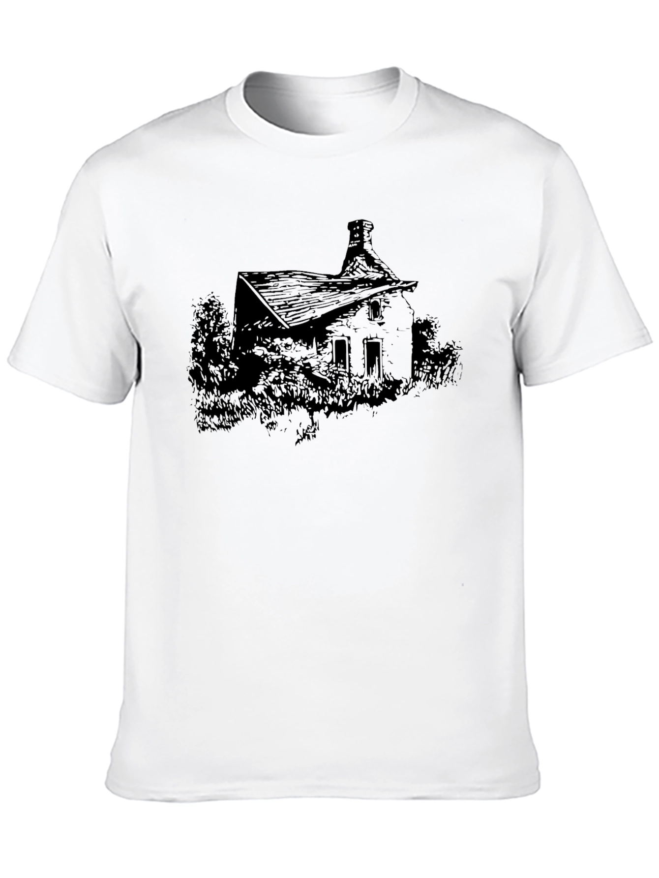 Black Eerie House Graphic T-Shirt view 10