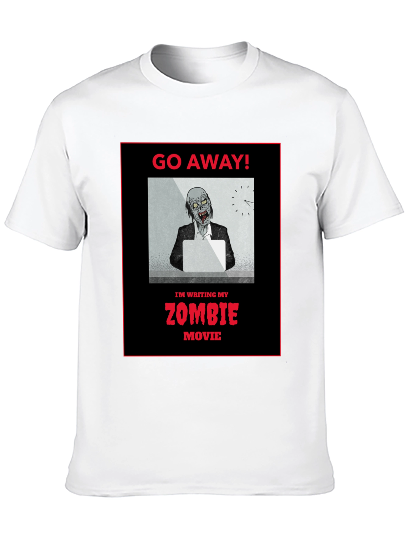 Black Zombie Movie Writer T-Shirt - Go Away! view 10
