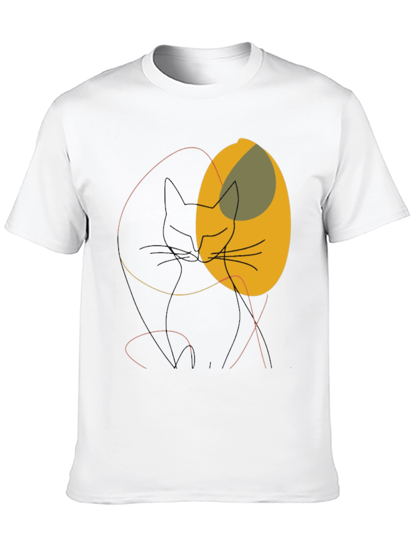Black Abstract Cat Graphic Tee - Modern Minimalist Design view 10