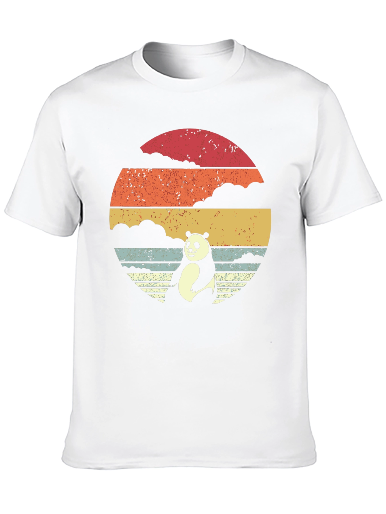 Black Panda Sunset Graphic Tee - Retro Style Black T-Shirt view 10