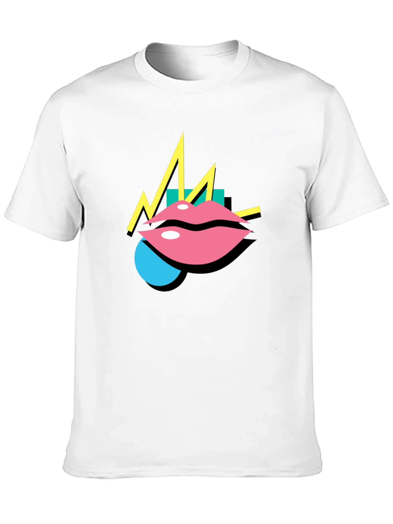 Black Retro Lips Graphic Black T-Shirt view 10