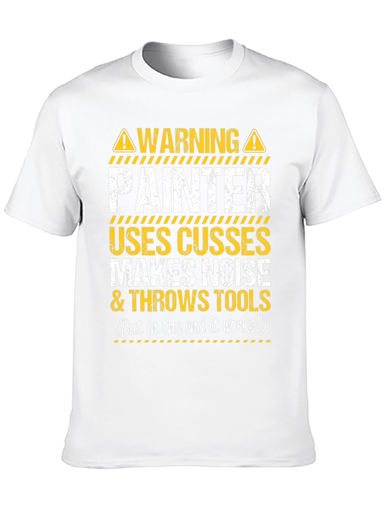 Black Warning Painter T-Shirt: Uses Cusses and Throws Tools view 10